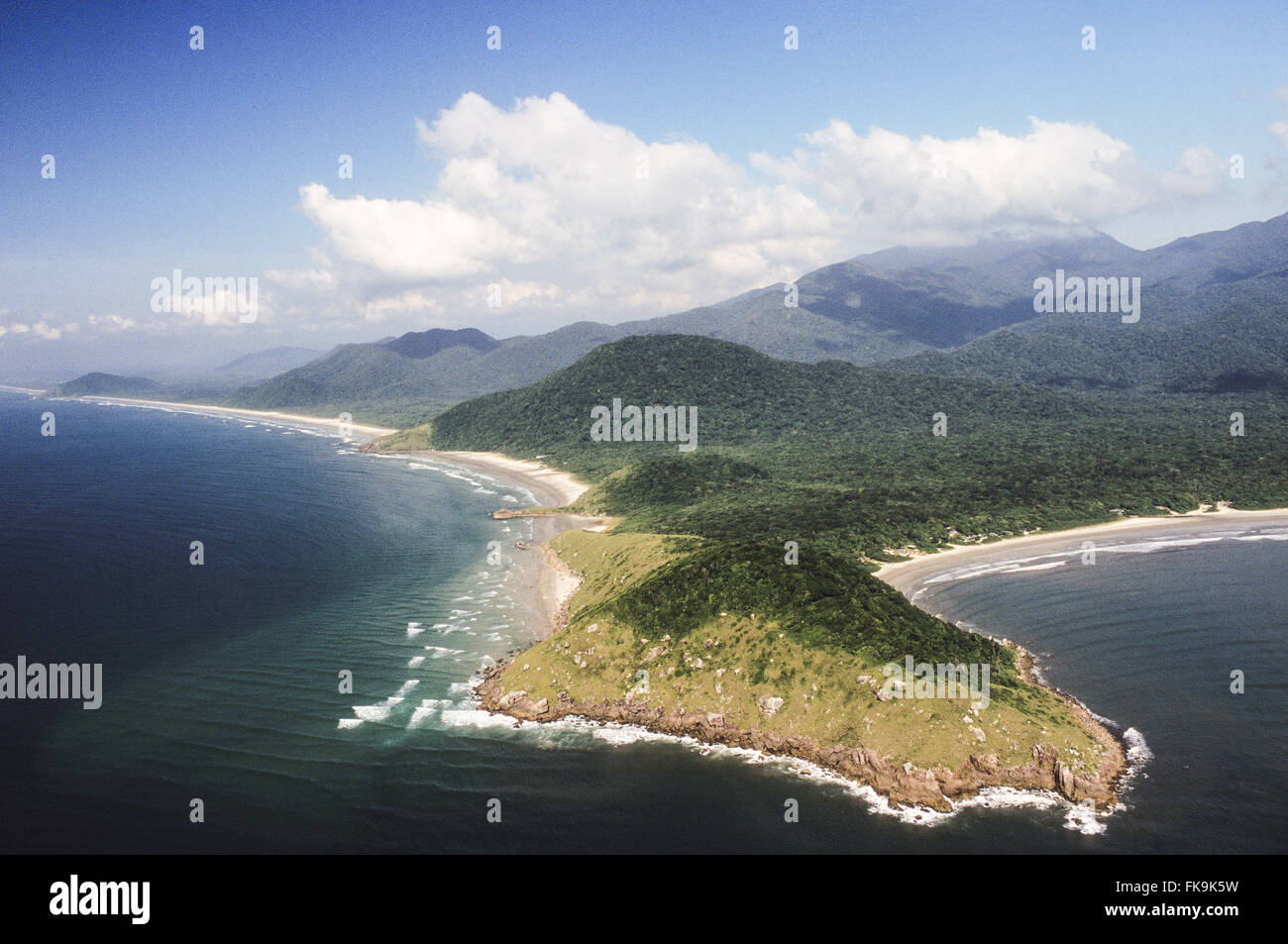 Aerial view of Bellows Beach and Cambri˙ in the Island State Park Cardoso Stock Photo