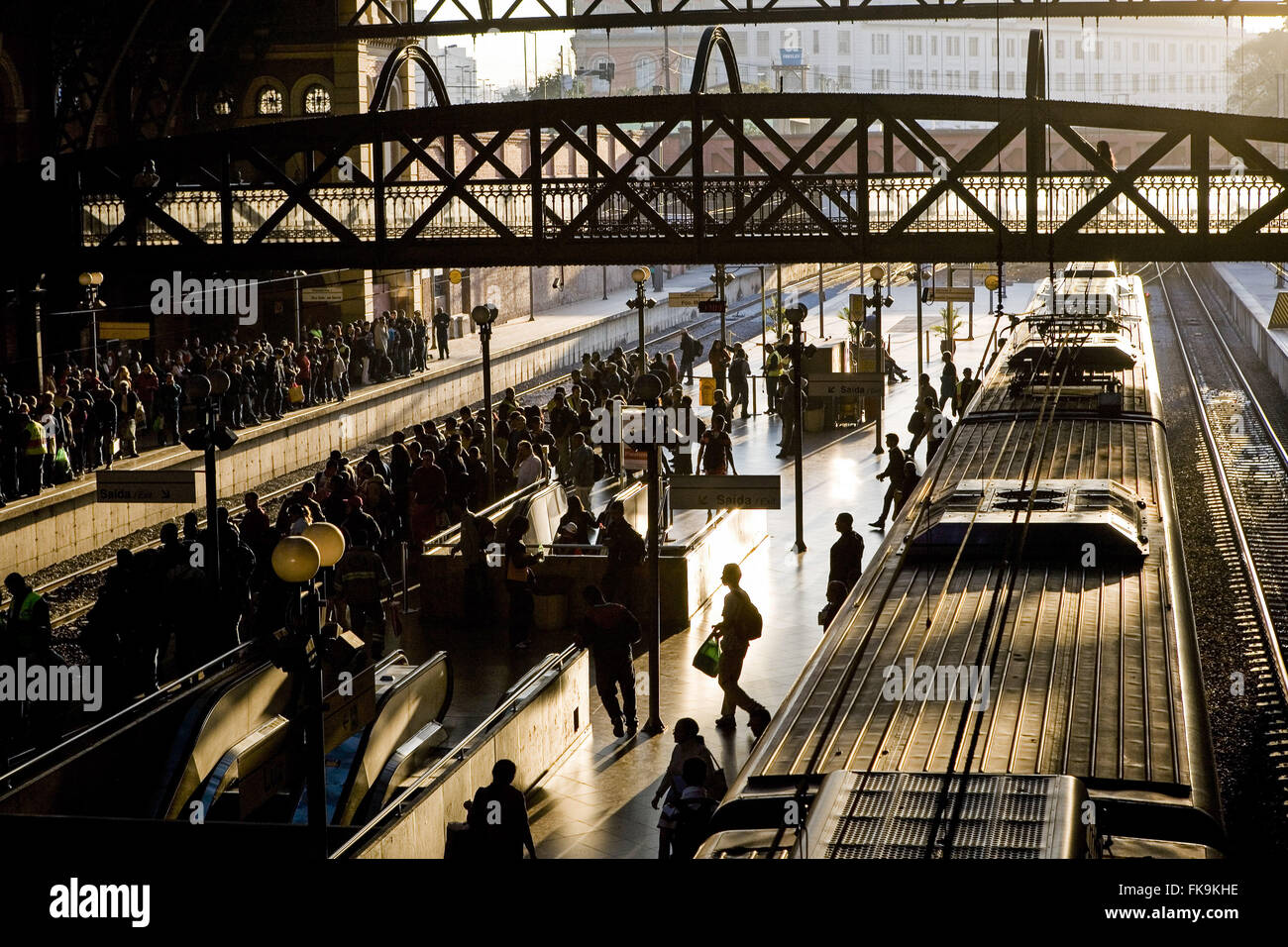Passenger traffic on the railway platform of Light - center Stock Photo