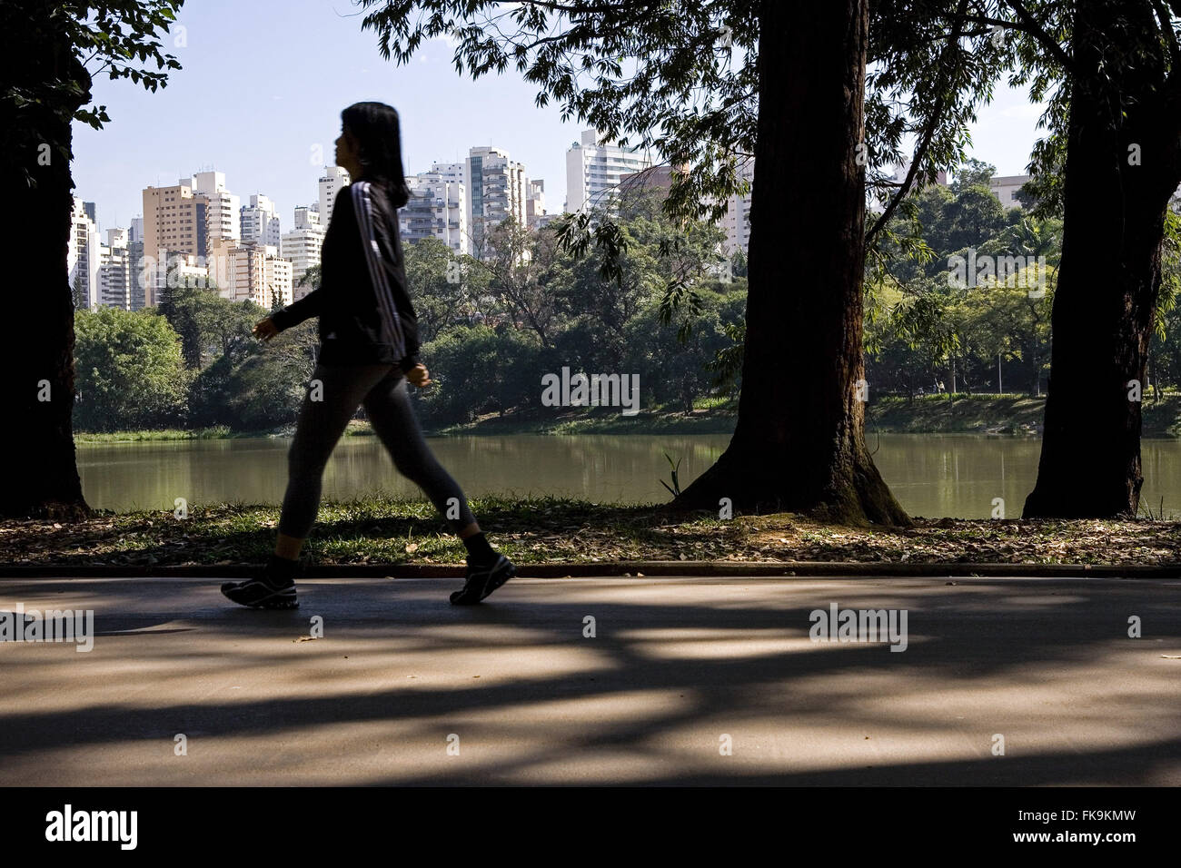 Woman exercising in the park Aclimacao - Aclimacao neighborhood - downtown Stock Photo