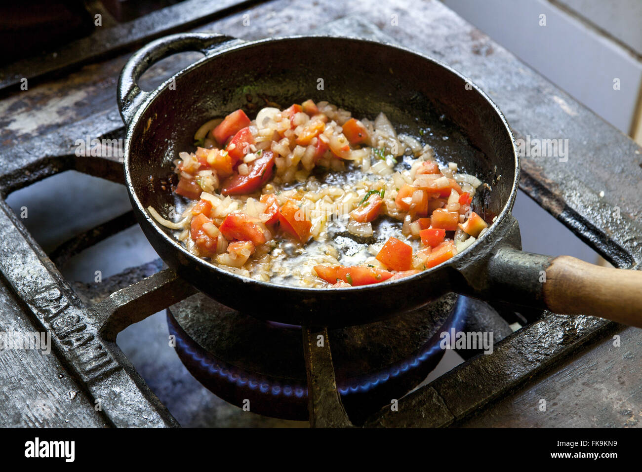 Preparing cook fish and squid - the food typical north coast Stock
