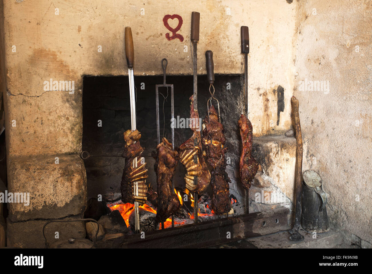 Barbecued lamb cooked in the traditional way stay livestock Stock Photo