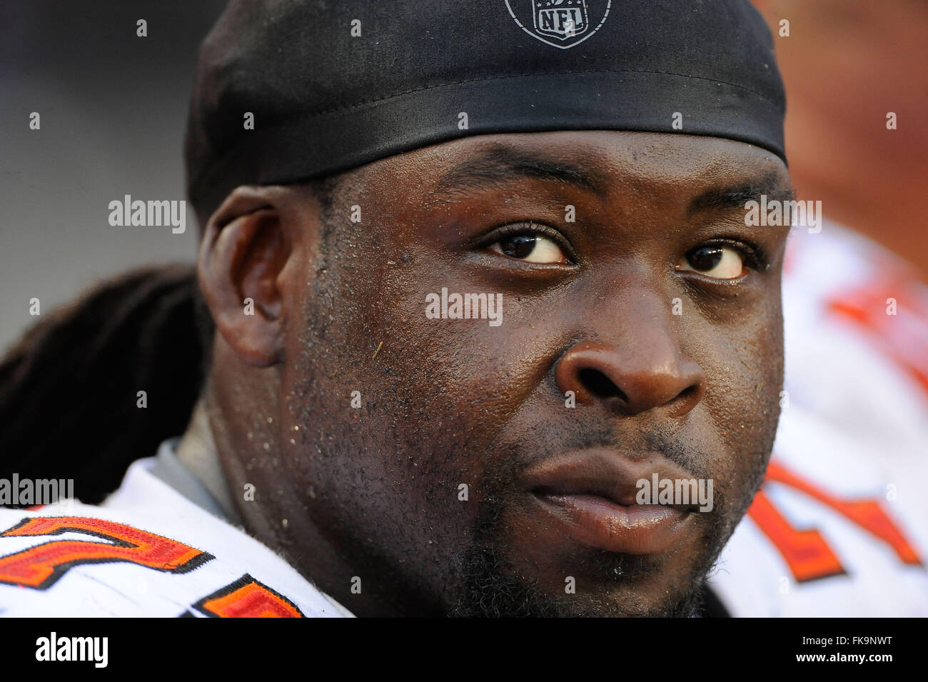 Tampa Bay Buccaneers guard Davin Joseph, right, blocks tackle Demar Dotson  during Buccaneers training camp Saturday, July 27, 2013, in Tampa, Fla. (AP  Photo/Chris O'Meara Stock Photo - Alamy