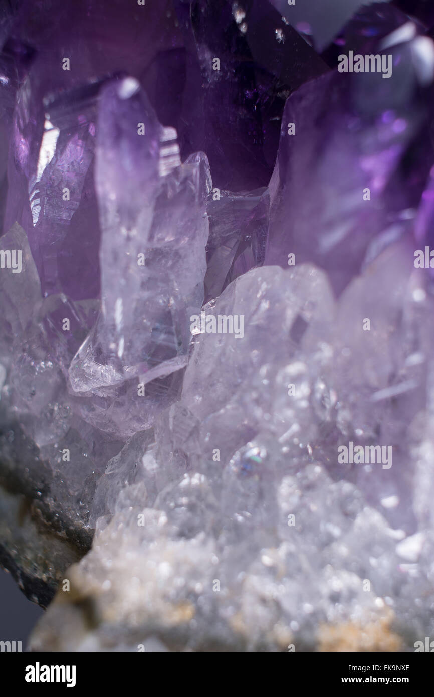 Macro Close-Up Amethyst Crystal Texture Background Stock Photo