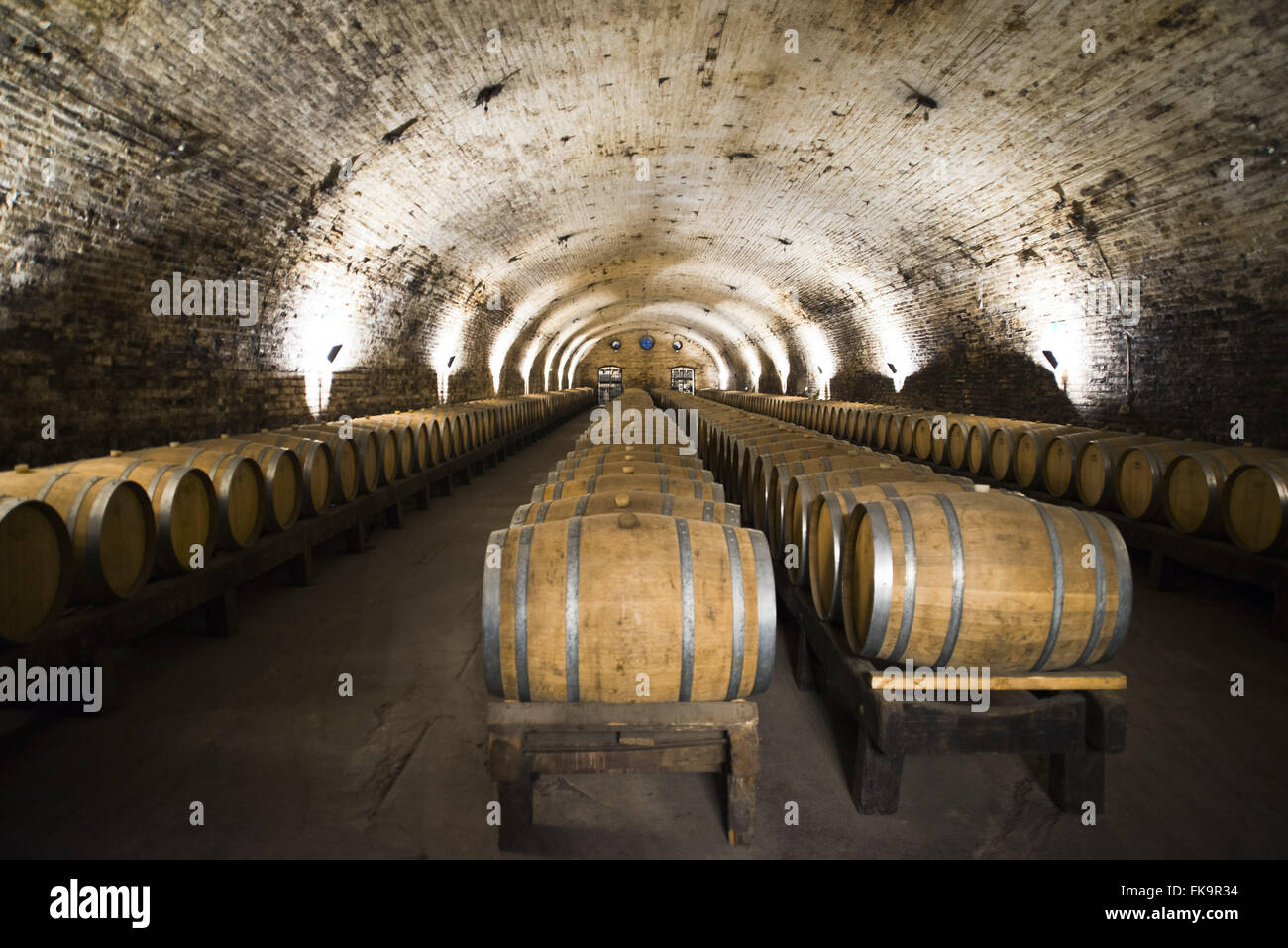 Oak barrels for aging wine Stock Photo Alamy