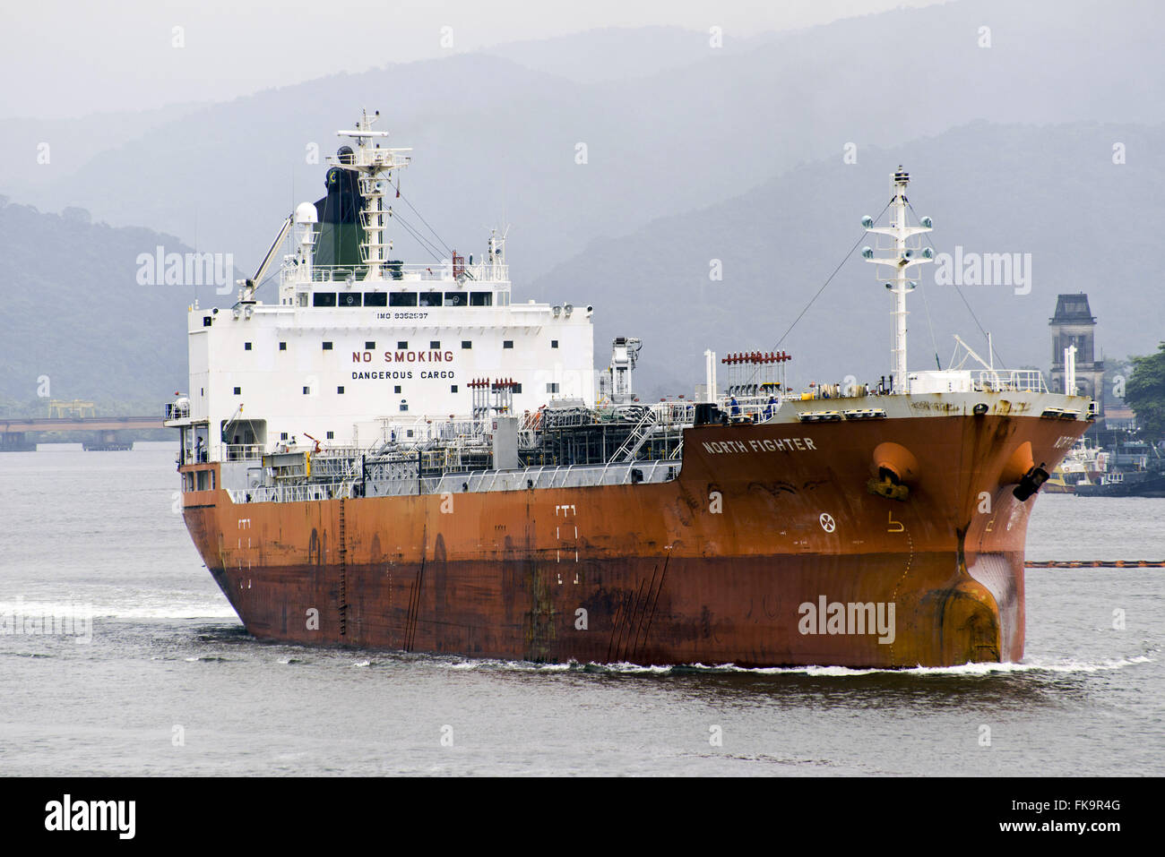 Port of Santos - tanker carrying oil and chemicals Stock Photo