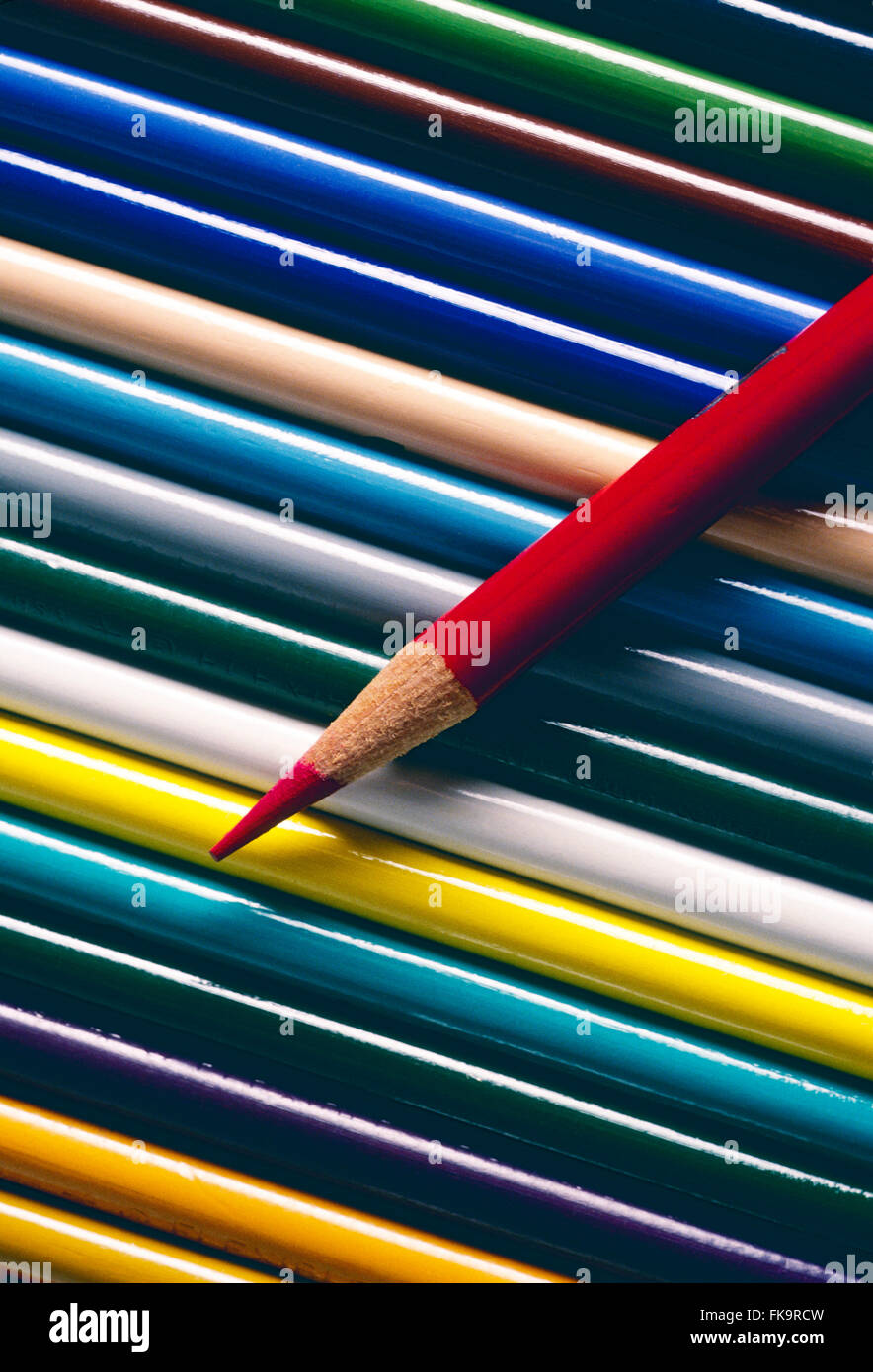 Close-up of colorful drawing pencils Stock Photo