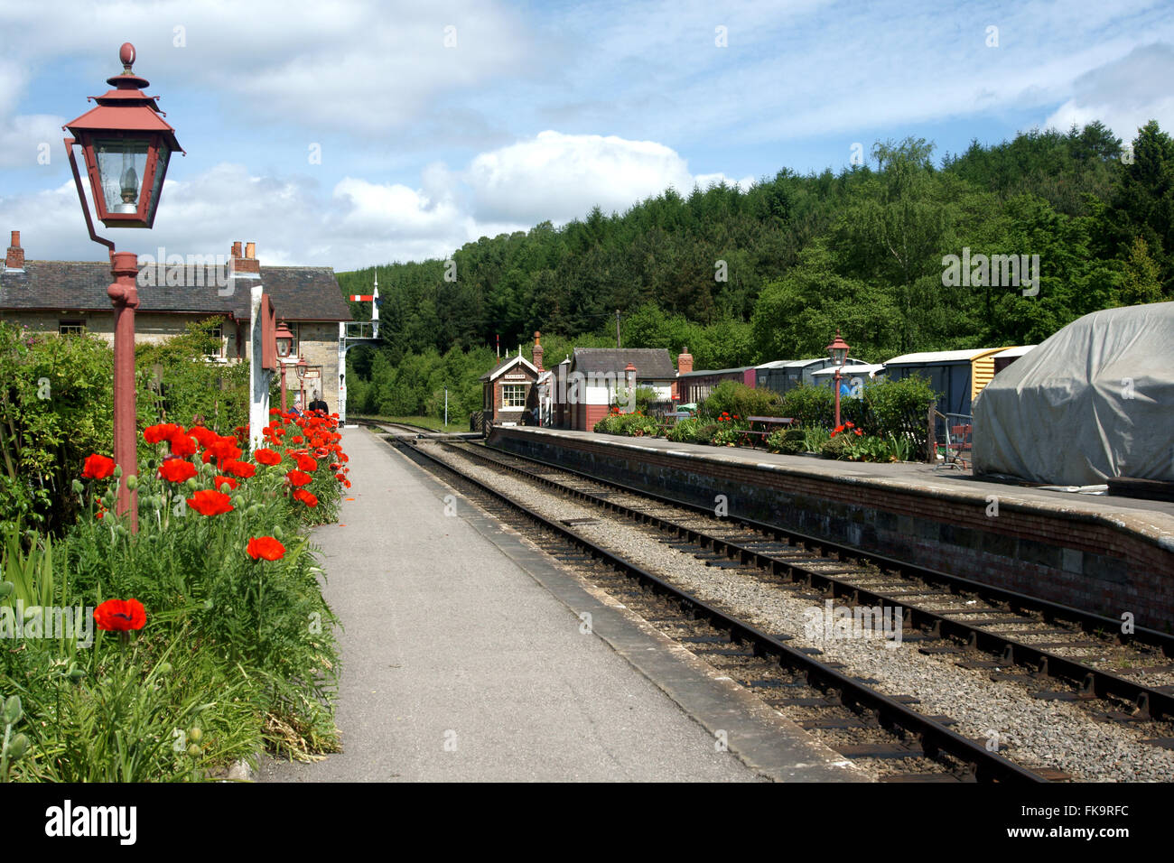 Levisham Station on a sunny summer's morning Stock Photo