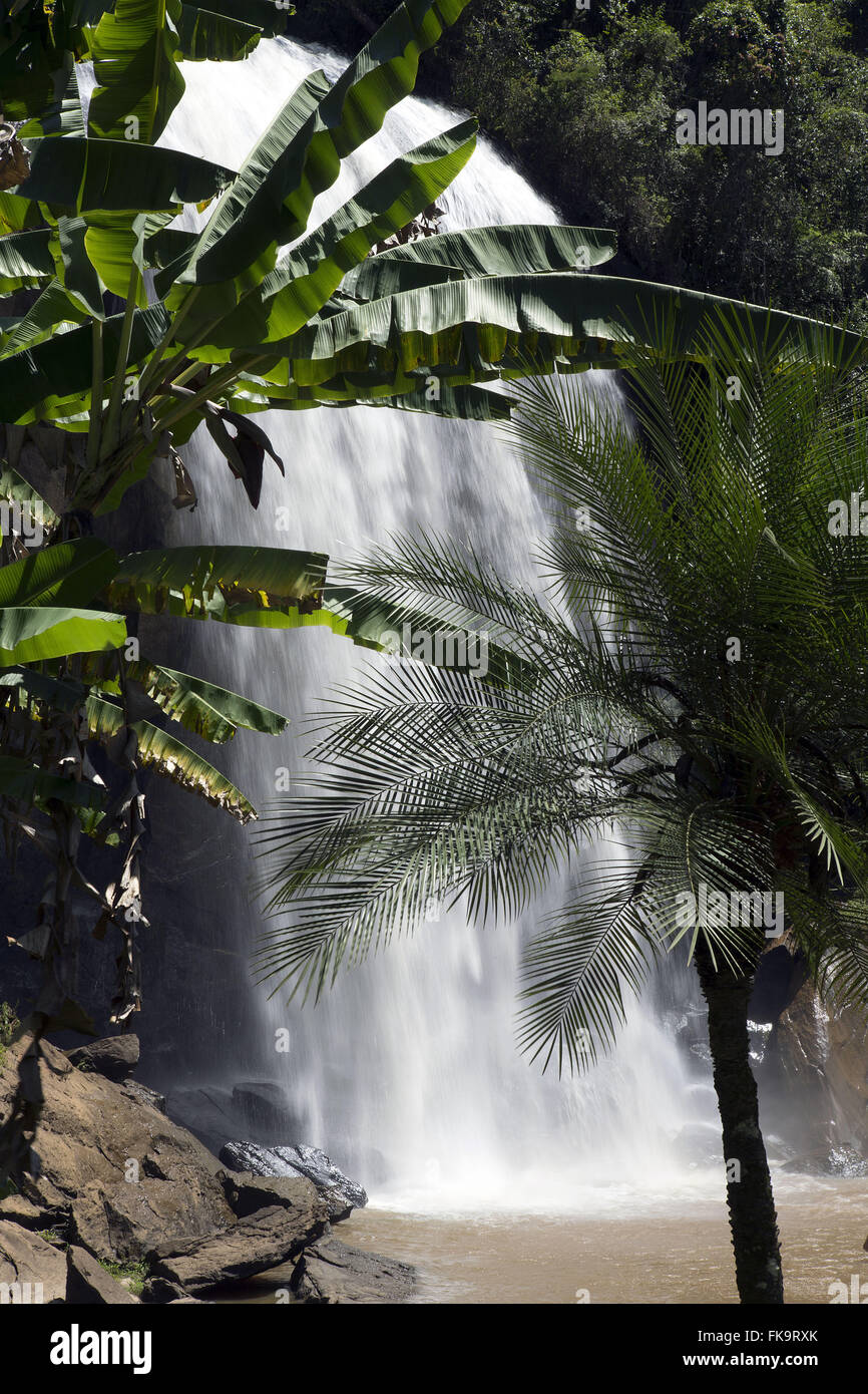 Great Waterfall - Ancient Waterfall Faxinal Stock Photo