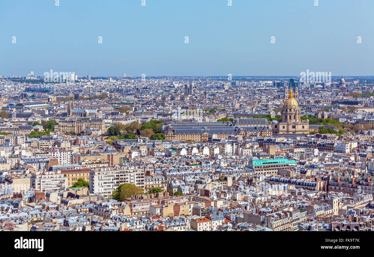 The National Residence of the Invalids - aerial view from Eiffel Tower, Paris, France Stock Photo