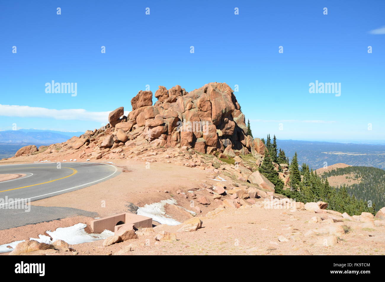 Rock outcropping on Pike's Peak Road, Pike's Peak Colorado Stock Photo