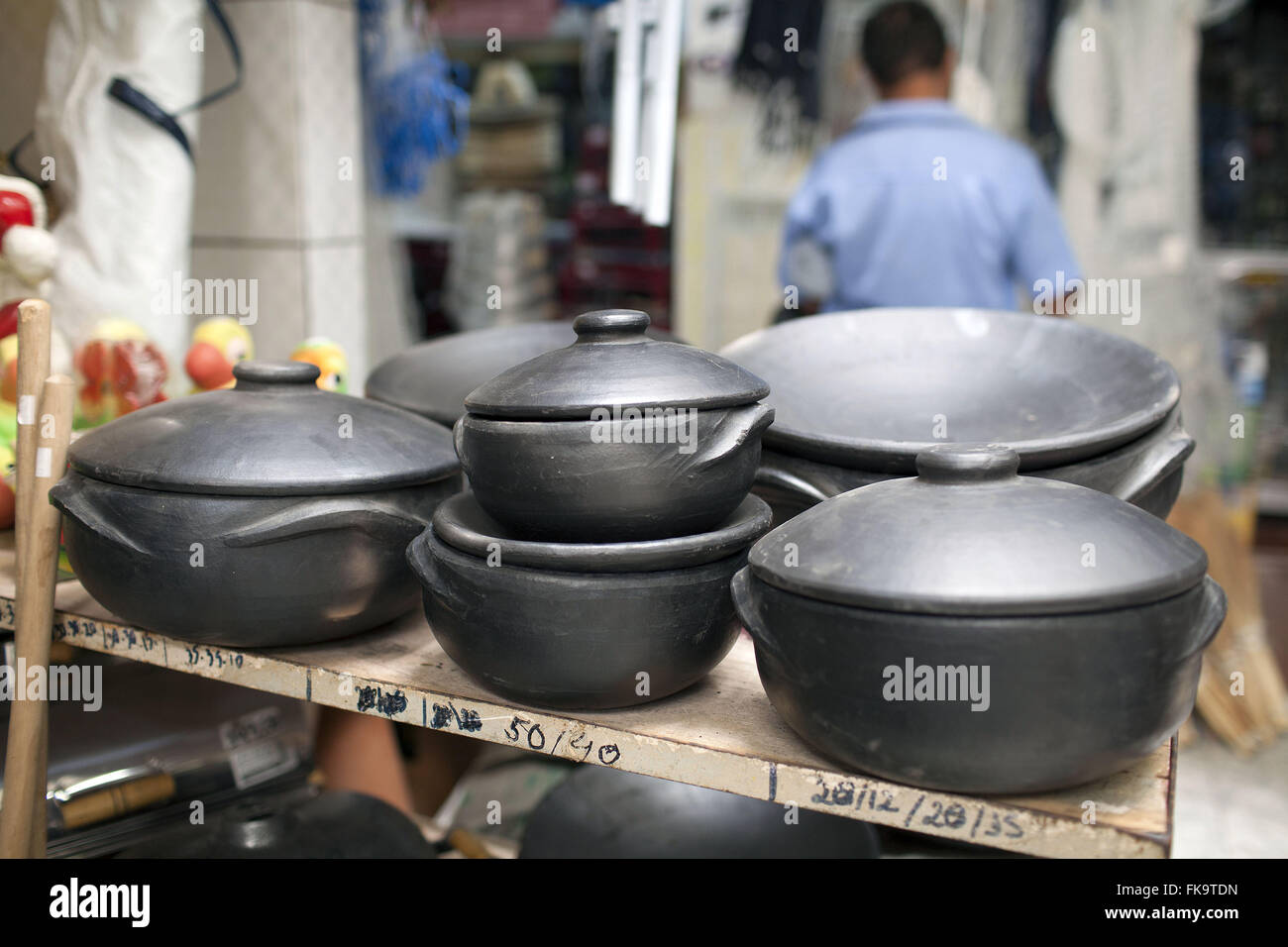 Rustic clay pots sale at City Market Stock Photo Alamy