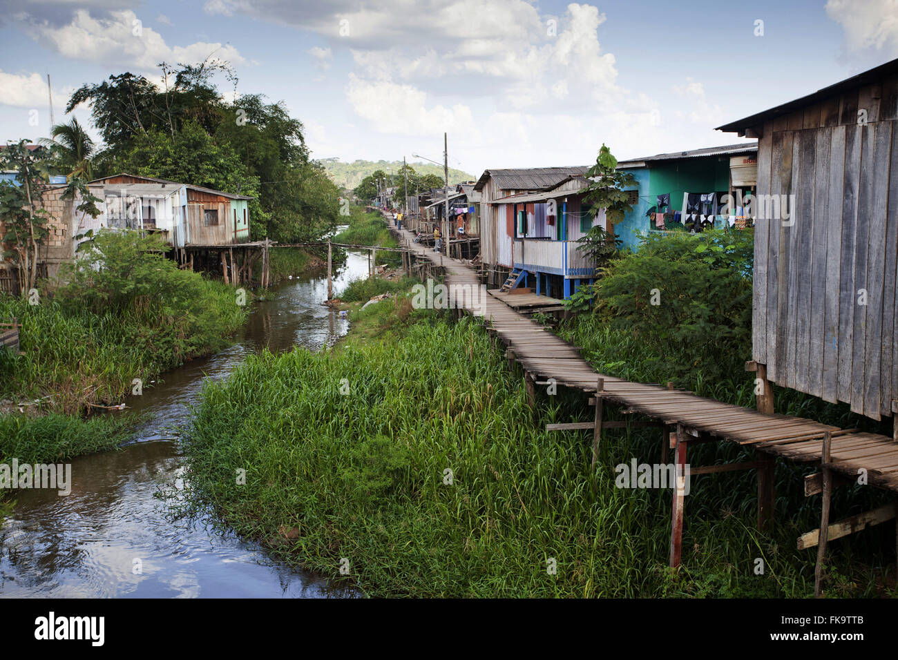 Stilts built in Igarapé views Transom Commander Castilho in Altamira Stock Photo