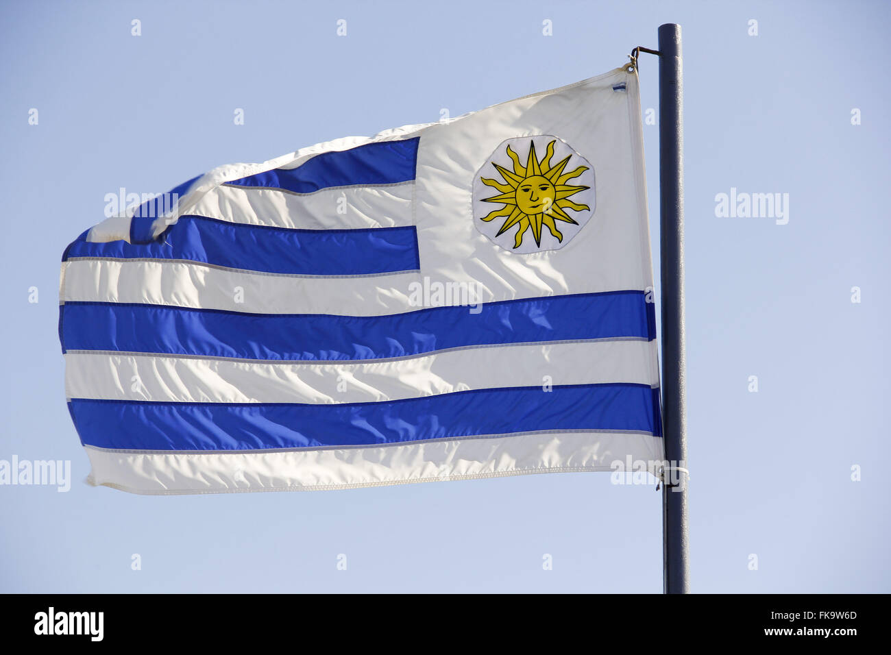 Argentine flag hoisted in front of the Tourism Department in Praia do Forte Stock Photo