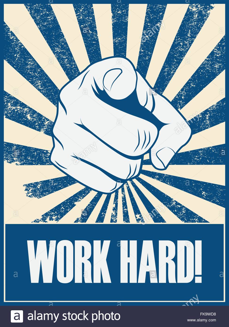 pointing hand vintage vector motivational hand Work poster hard with background vector