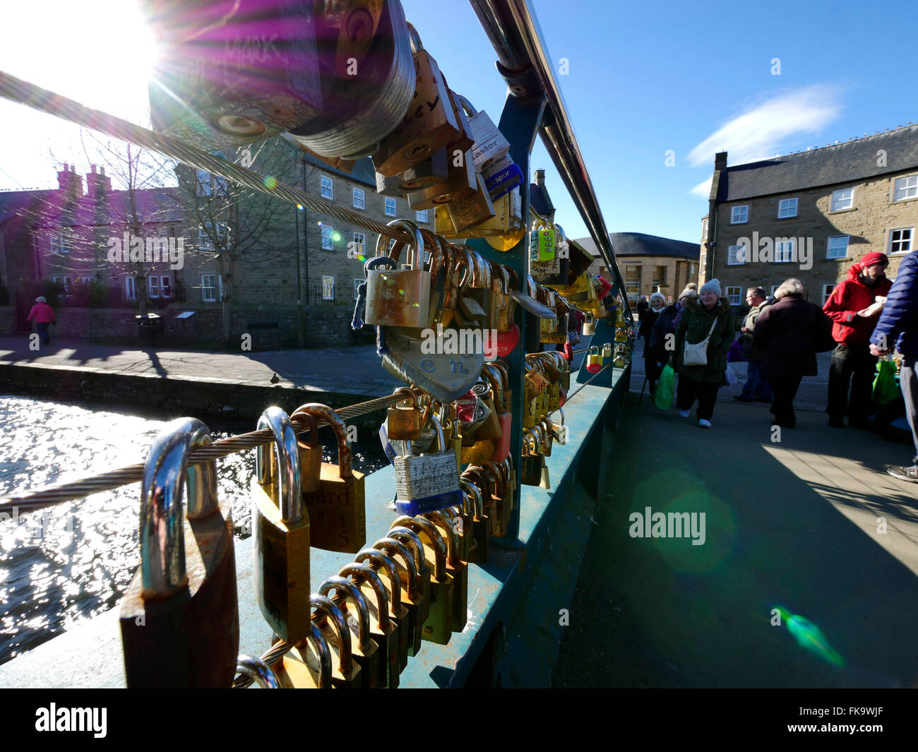 Love locks on a bridge in bakewell hires stock photography and images
