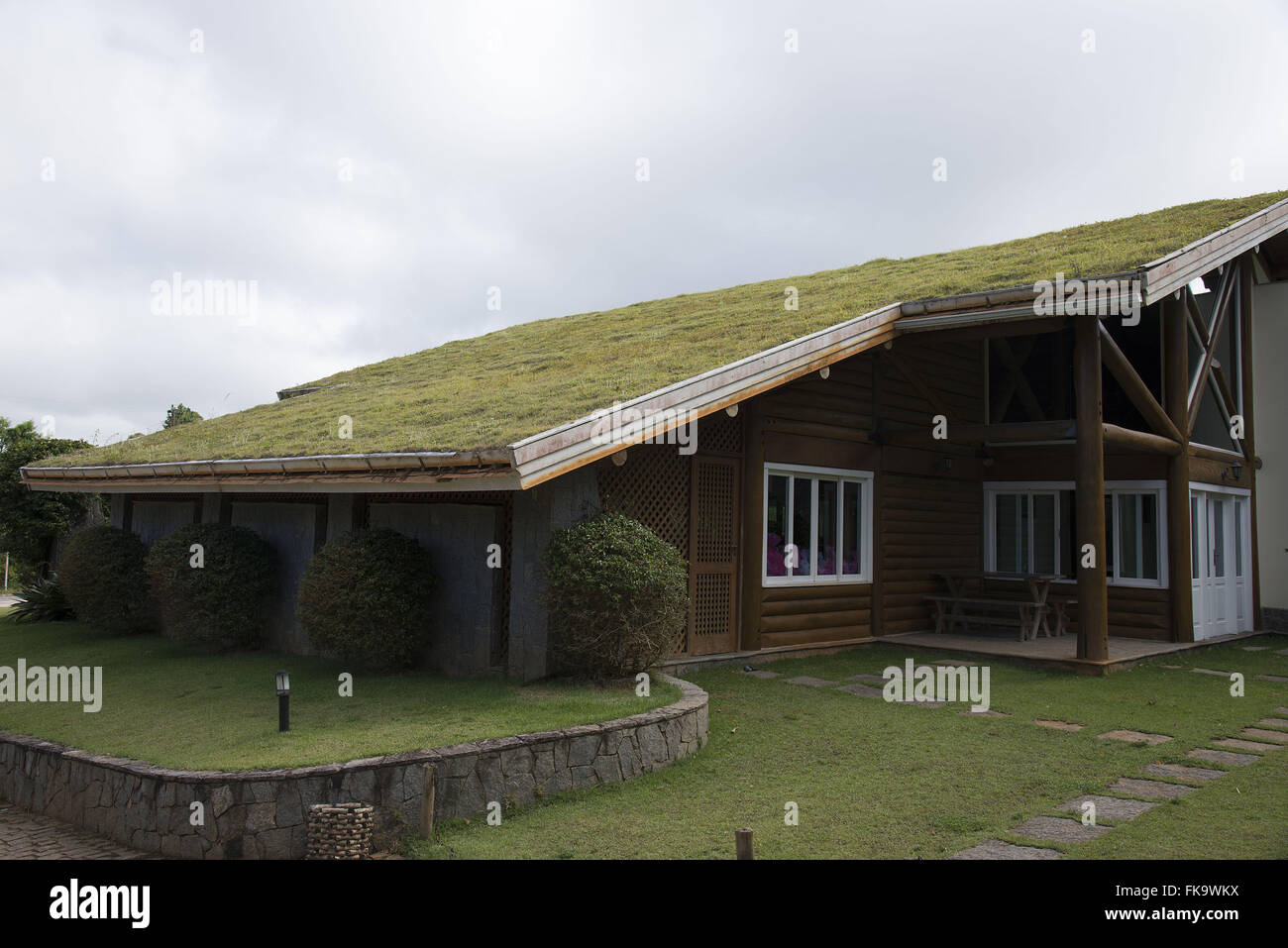 Green roof - near the entrance of the Blue Stone State Park Stock Photo
