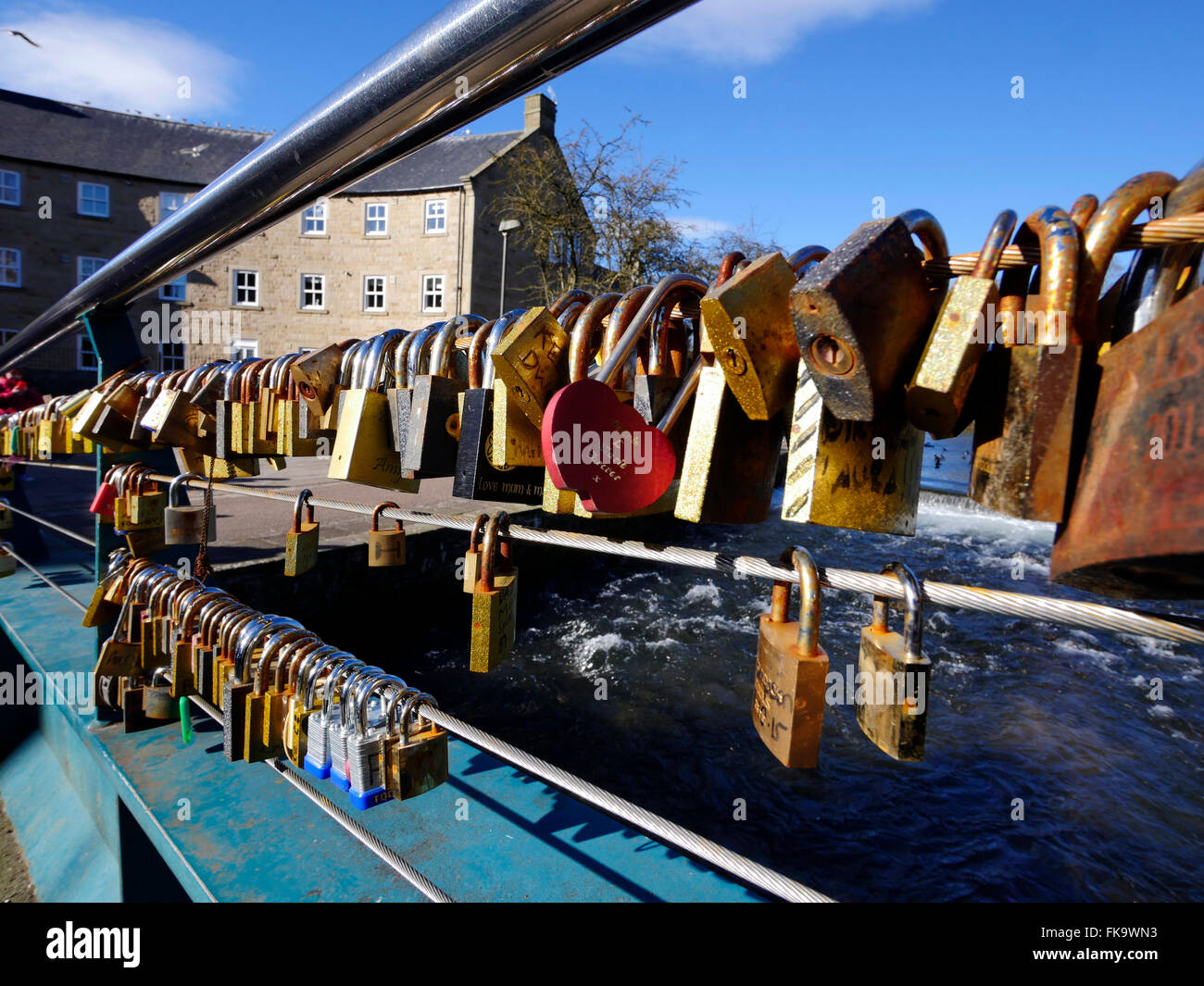 Love locks on a bridge in bakewell hires stock photography and images