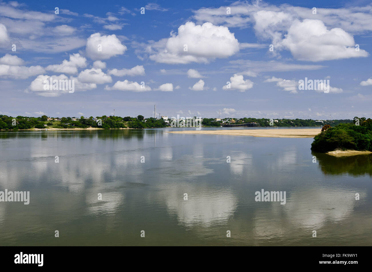 White River Landscape with city in the background viewed from Macuxis Bridge Stock Photo