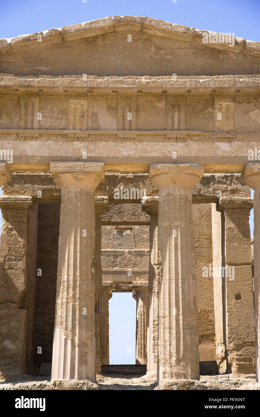 Concordia Temple facade detail in the Valley of the Temples - Sicily Stock Photo