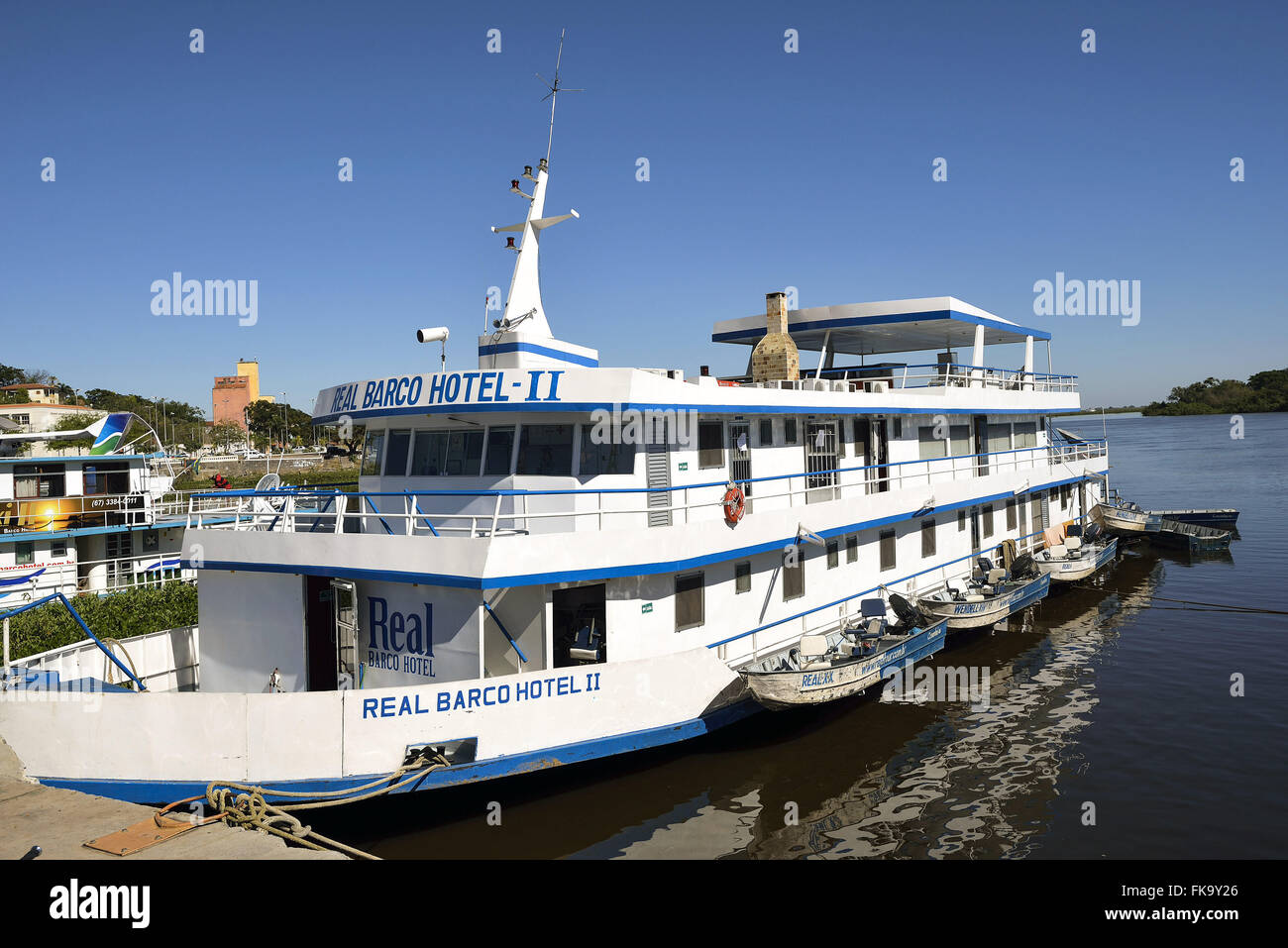 Central motor boat that works as a means of transport and tourism for fishermen Stock Photo