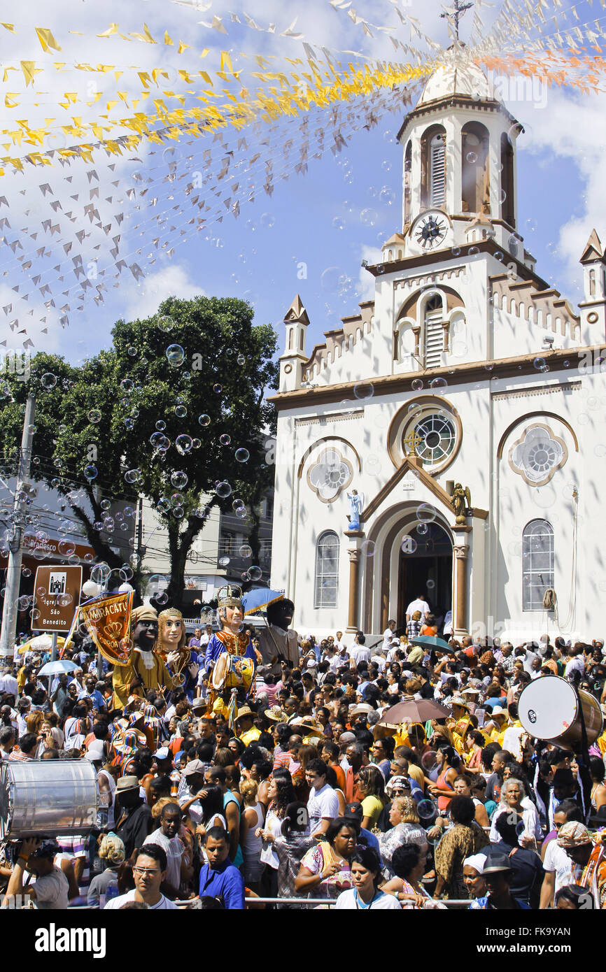 Feast of Saint Benedict - crowd in front of Sao Benedito Church Stock Photo