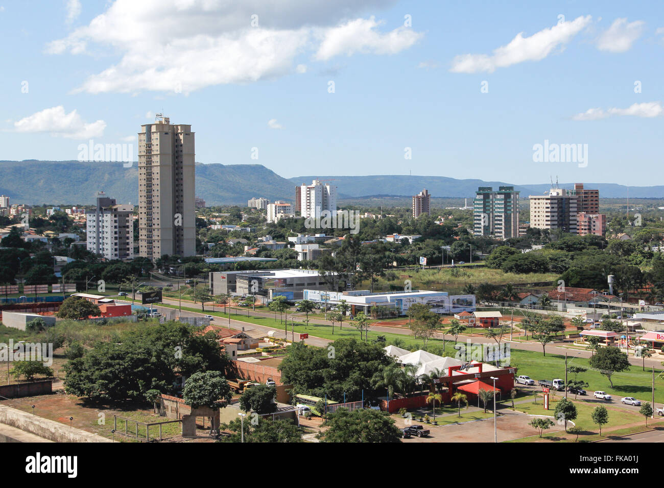 Partial view of the city with the Sierra Paved Incidental Stock Photo