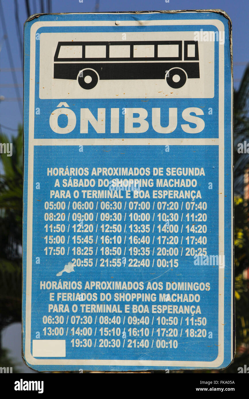 Plate with bus schedules Stock Photo
