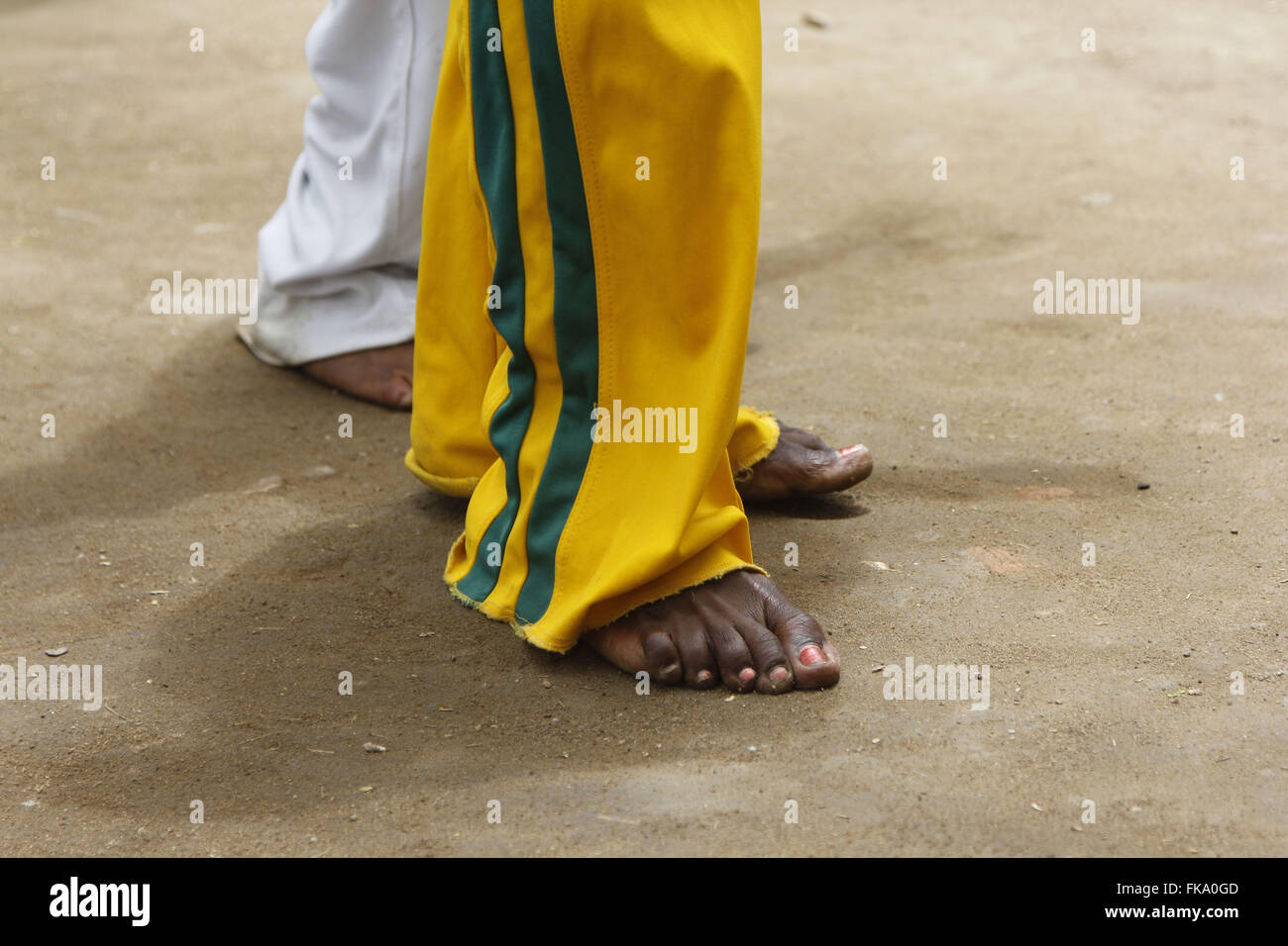 Barefoot in the capoeira roda in celebration of the Day Iemanja Stock Photo