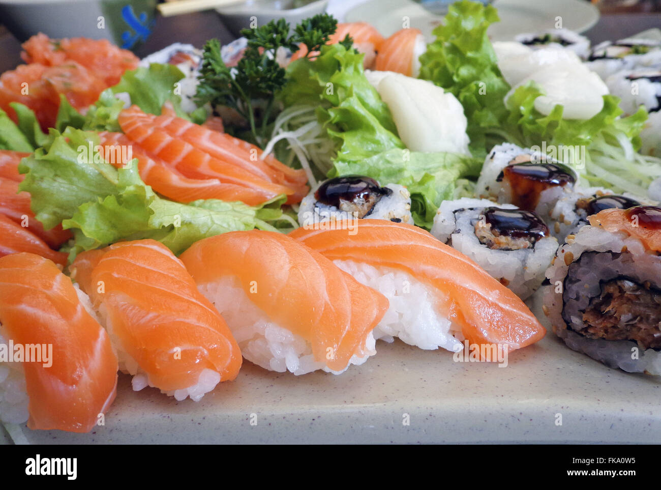 Japanese food - sushi and sashimi Stock Photo