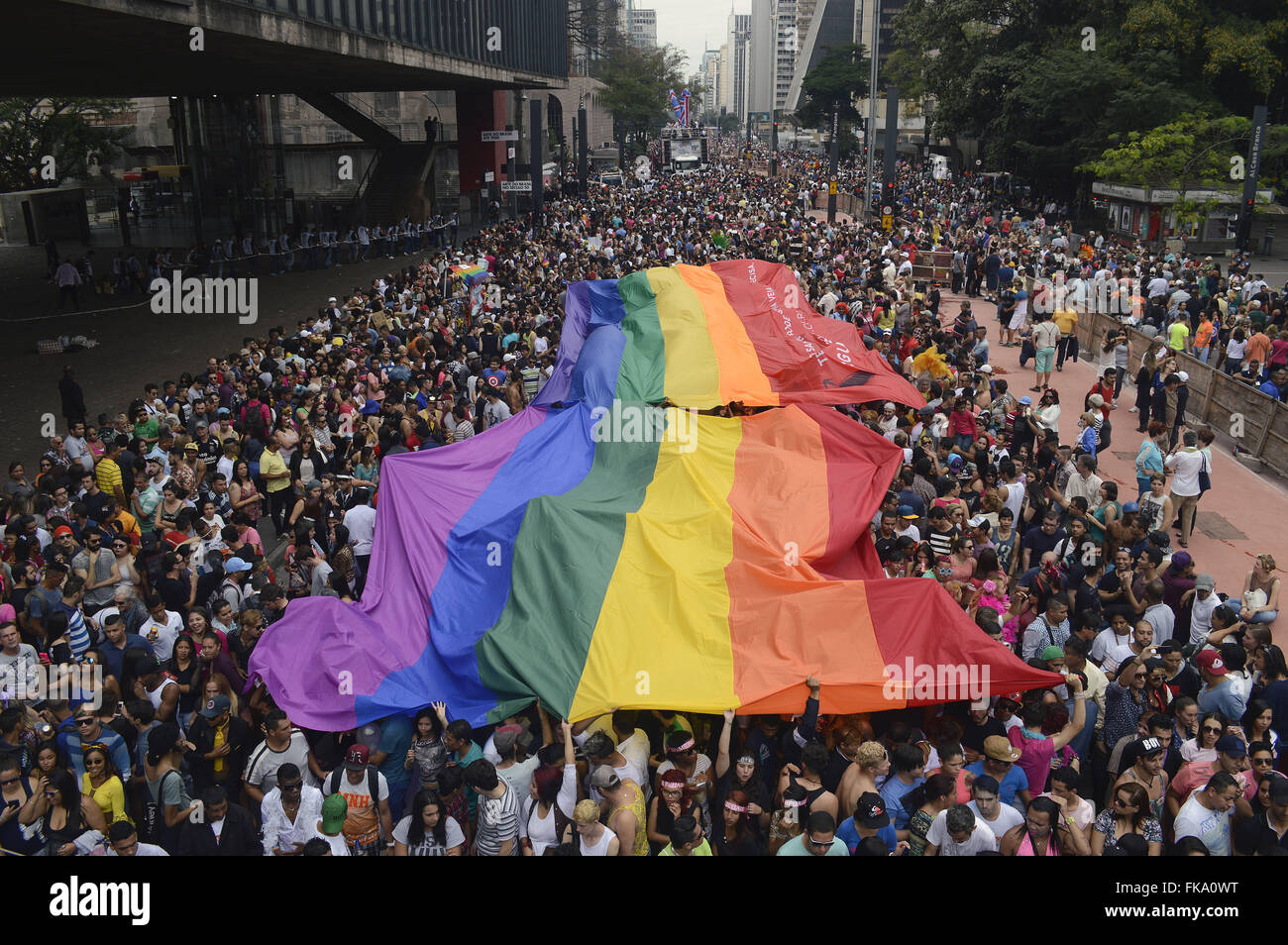 Desfile da 19º Parada Gay de São Paulo na Avenida Paulista Stock Photo