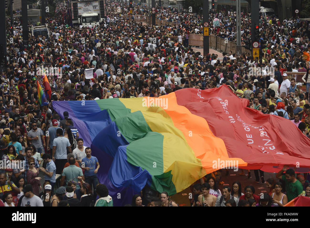 Desfile da 19º Parada Gay de São Paulo na Avenida Paulista Stock Photo