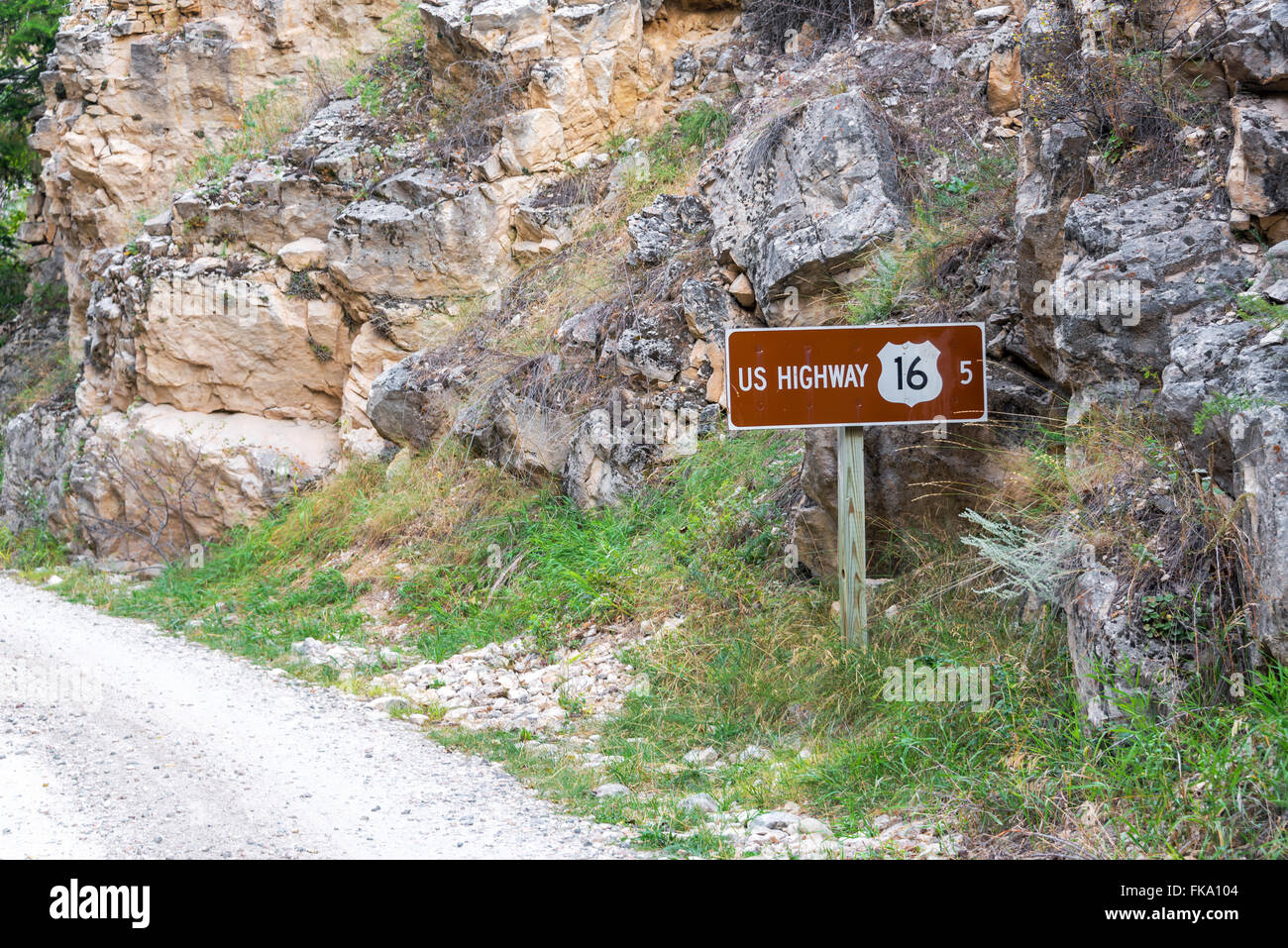 Sign on a dirt road leading to US Highway 16 near Buffalo, Wyoming Stock Photo