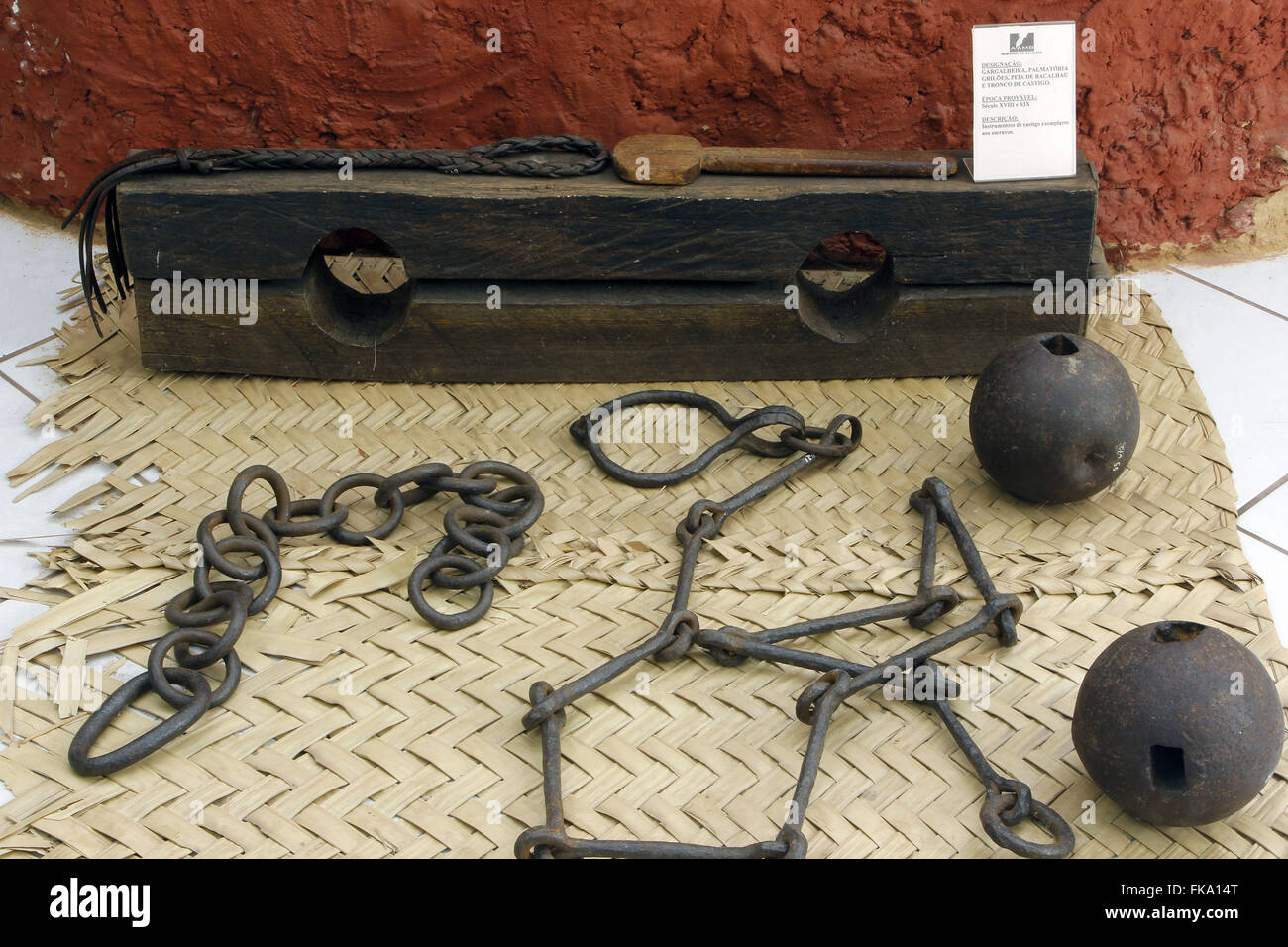 Objects of punishment and prison slave exposed in Memorial Balaiada Stock Photo