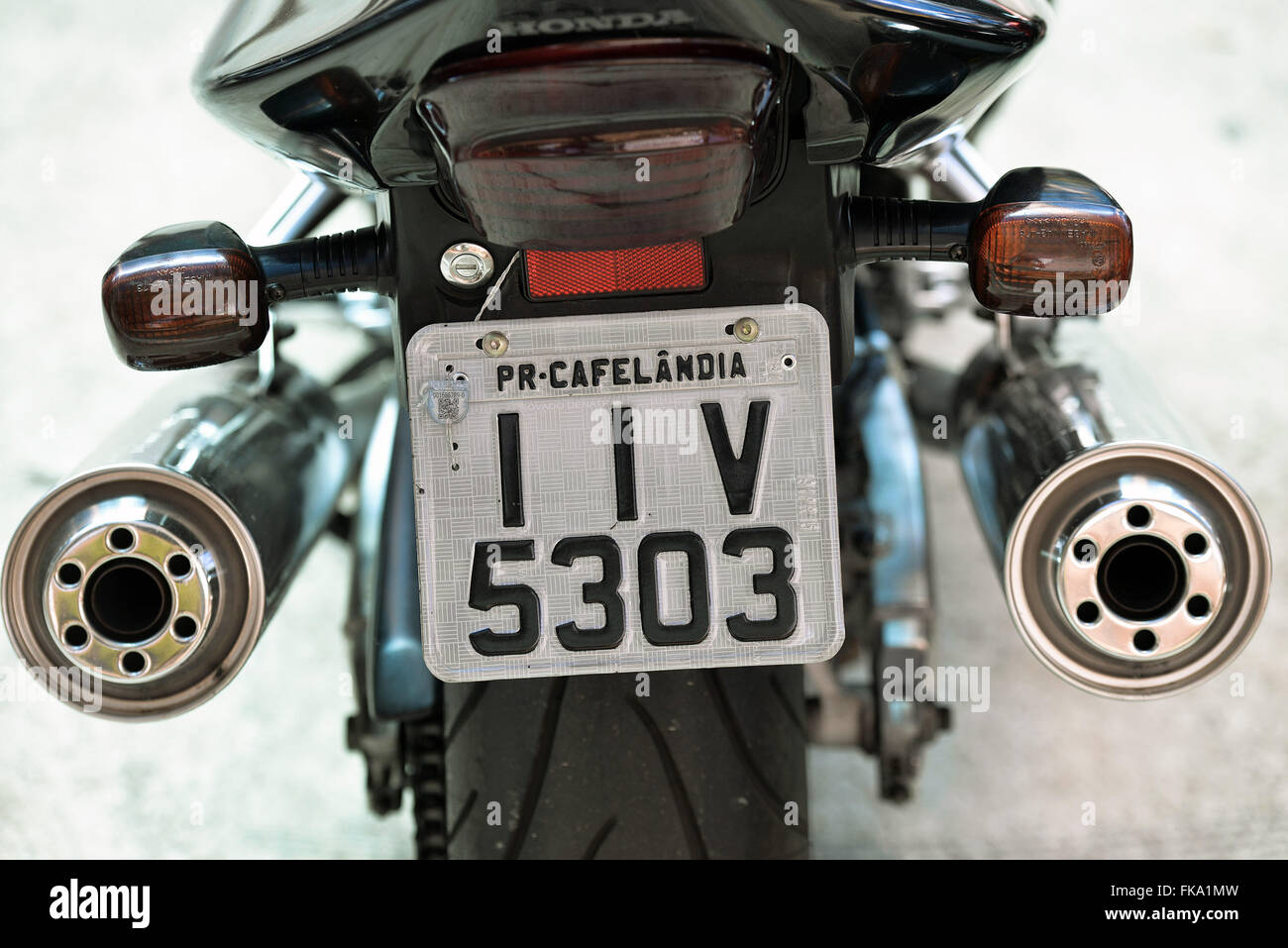 Placa de motocicleta do Cafel‚ndia-PR Stock Photo