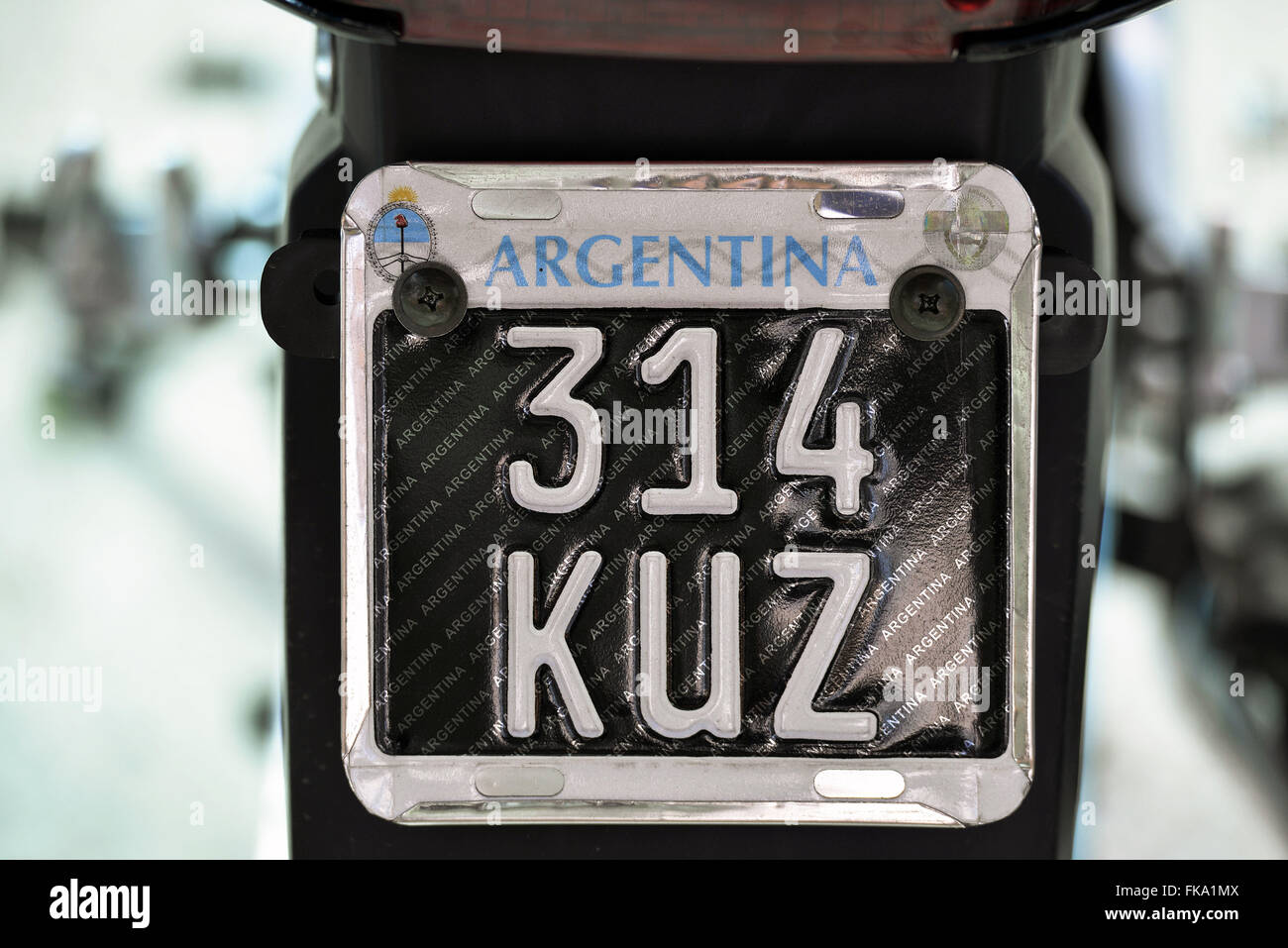 Placa de motocicleta da Argentina Stock Photo
