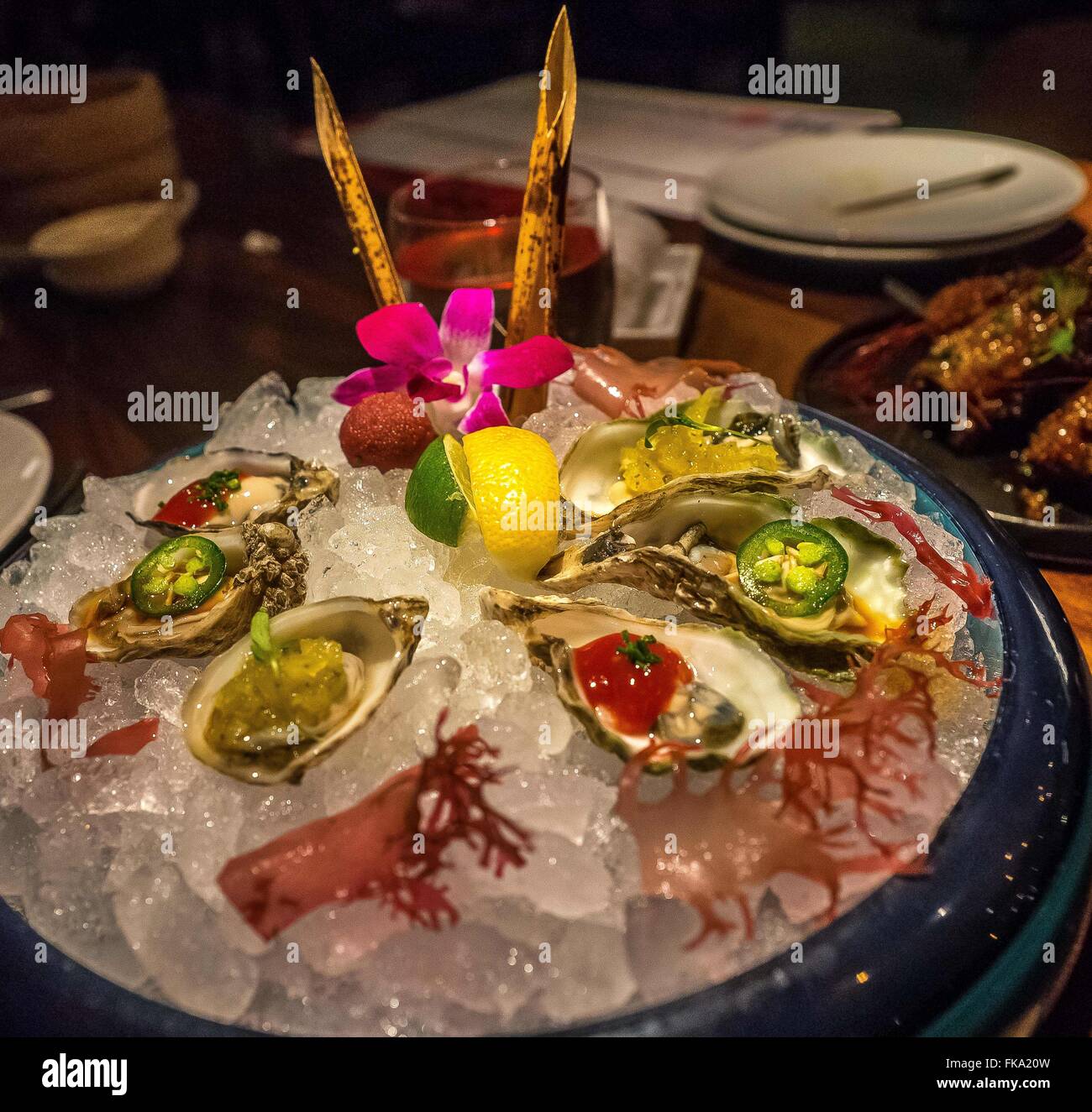 Orlando, FL, USA. 3rd Feb, 2016. The oysters are divine at Morimoto