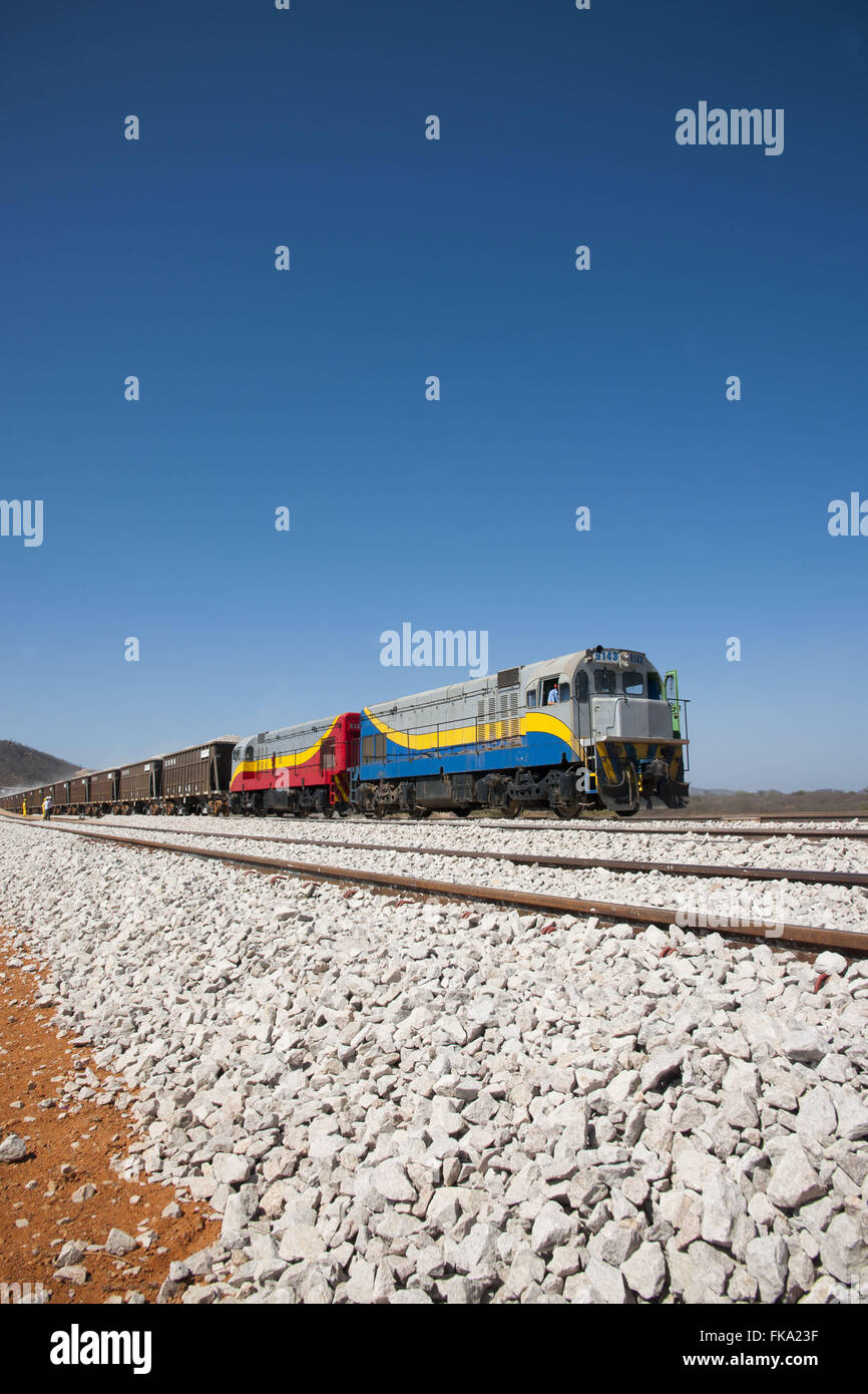 Loading Salt Train Train carrying gravel unloading work in the line of Railroad ...
