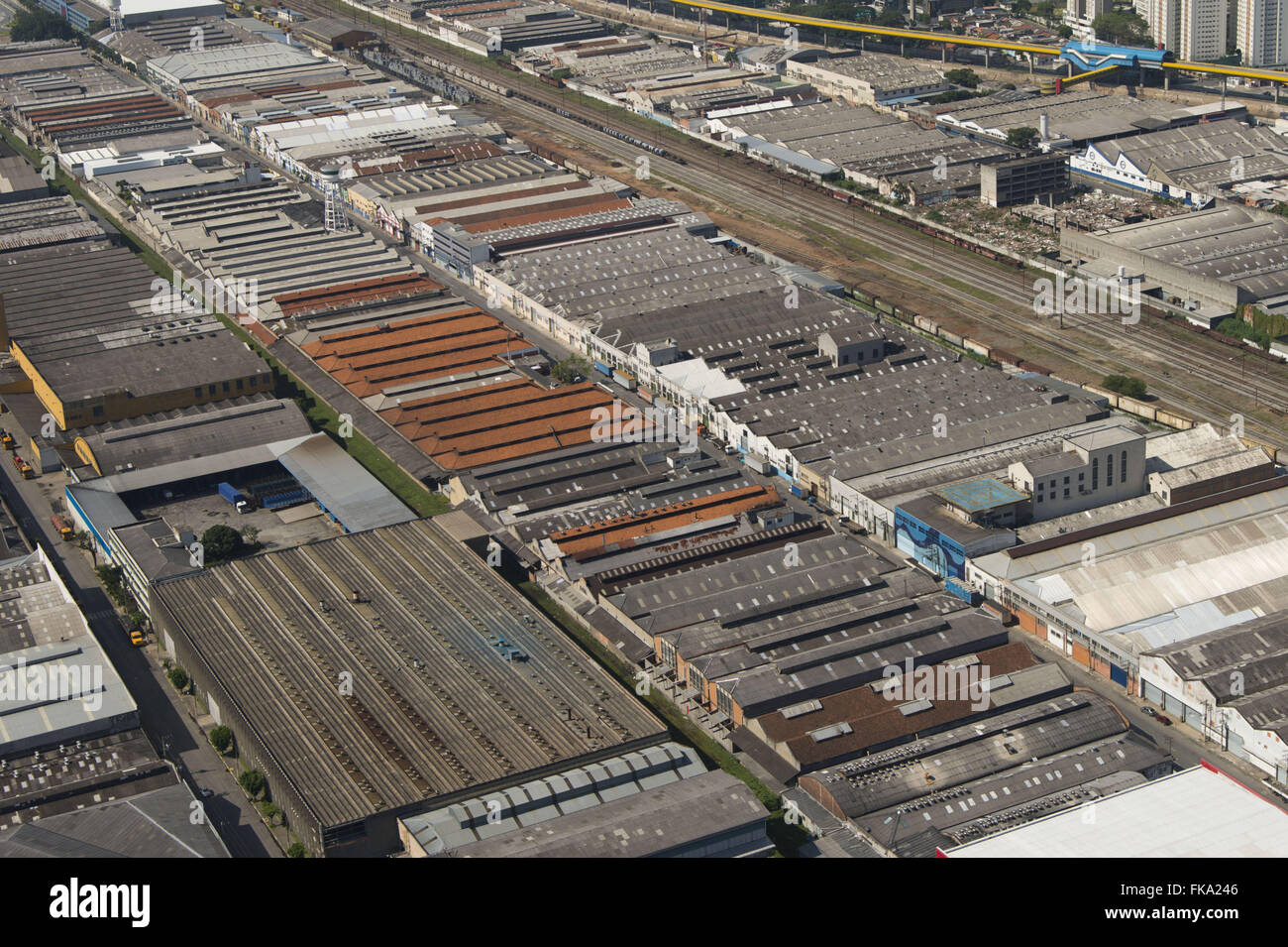 Aerial view of warehouses of Henry Ford Avenue overpass to the old Fura-Fila Incidental Stock Photo