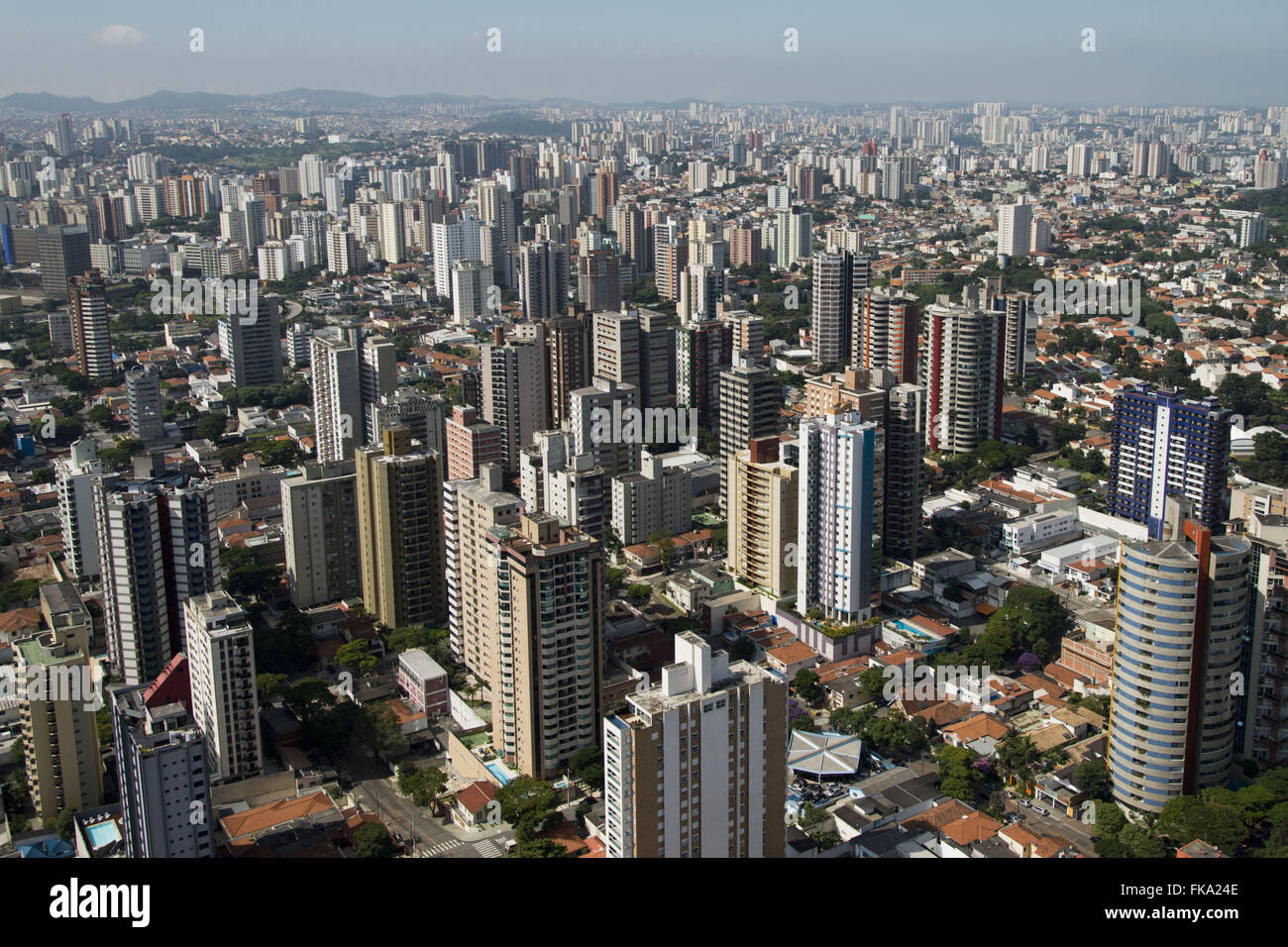 Aerial view of buildings in the city district Stock Photo