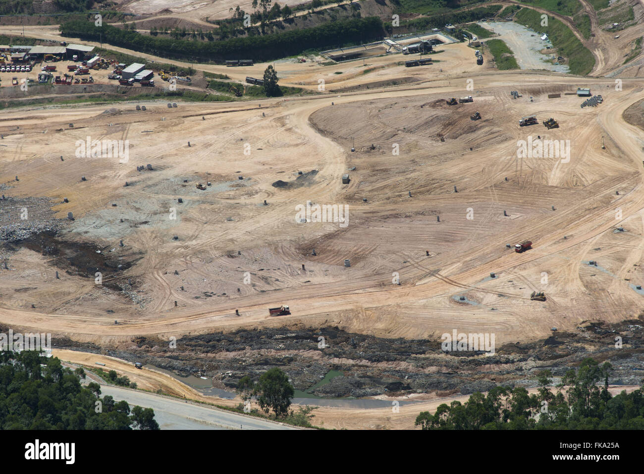 Aerial view of sanitary landfill Caieiras Stock Photo