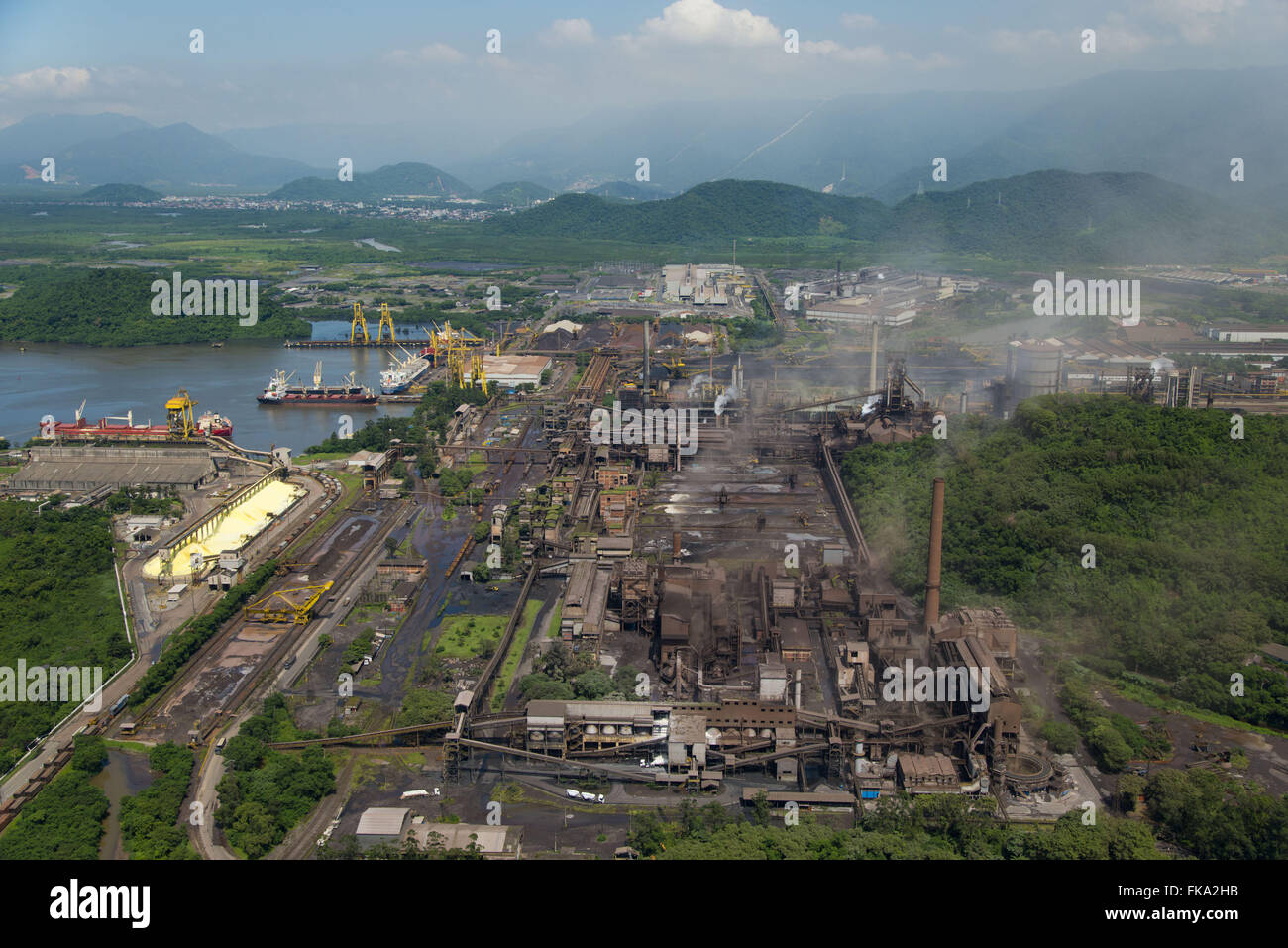 Aerial view of Usiminas - steel complex of flat steel - Old COSIPA Stock Photo