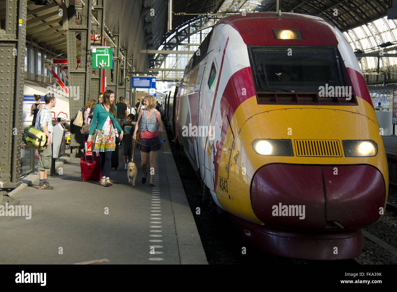 TGV - high speed train linking Paris to Amsterdam Central Station Stock Photo
