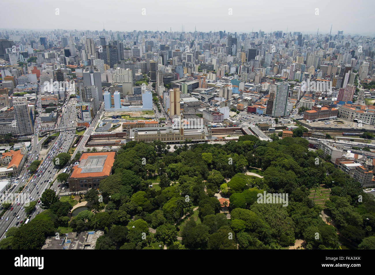 Aerial view of the Pinacoteca do Estado de Sao Paulo and Garden of Light Stock Photo
