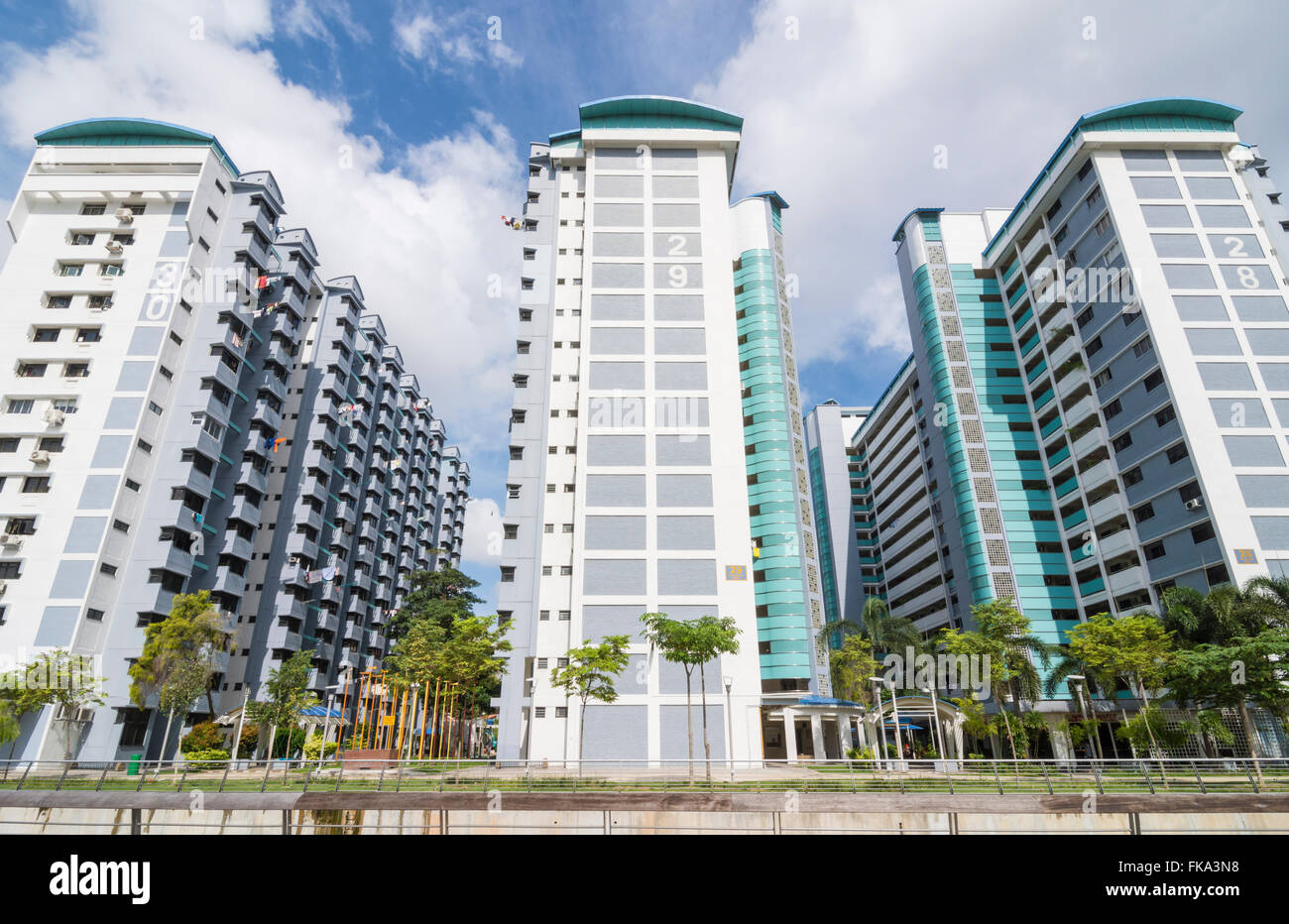 Singapore Housing and Development Board blocks of flats on Kelantan Rd in the Jalan Besar District of Singapore Stock Photo