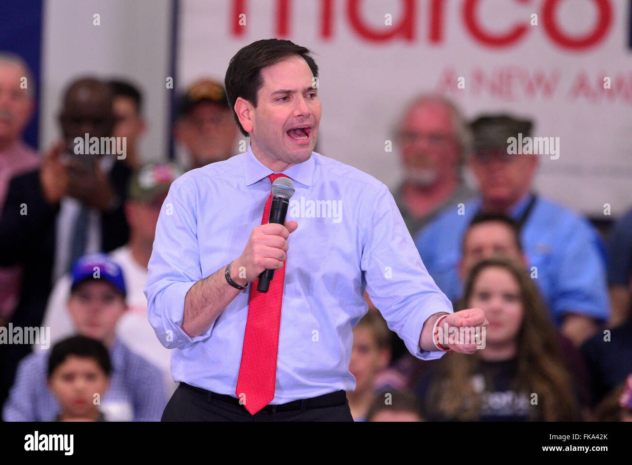 Sanford, Florida, USA. 7th Mar, 2016. Republican presidential candidate Senator Marco Rubio (R-Florida) during a rally on March 7, 2016 in Sanford, Florida.Scott A. Miller/ZUMA Press Credit:  Scott A. Miller/ZUMA Wire/Alamy Live News Stock Photo