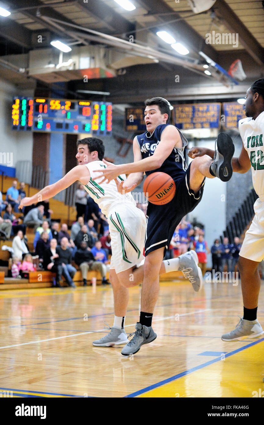 In fighting for an offensive rebound a player has the ball deflect
