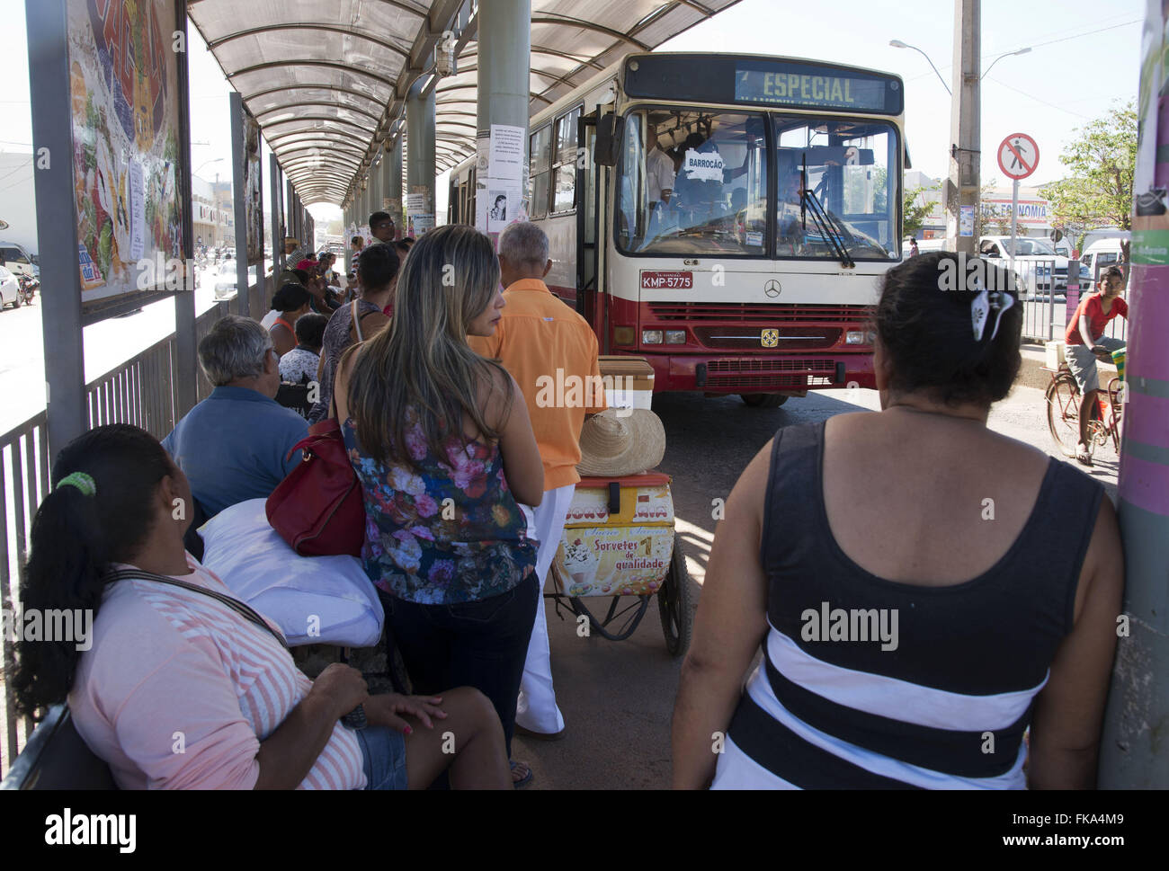 Passenger bus stop in the city of Barriers - western Bahia Stock Photo