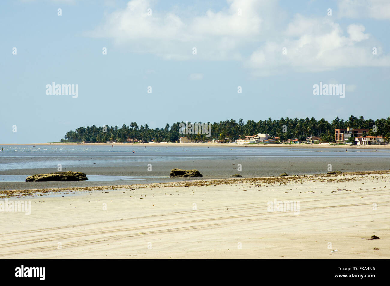 Camacho low Mare beach - the beach background and populated Sao Bento Stock Photo