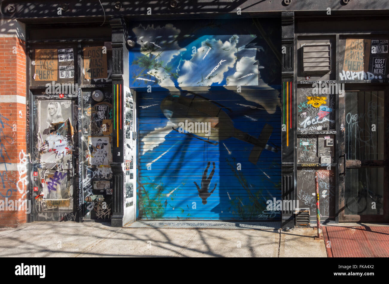 graffiti covered artist studio in the Lower East Side of New York City Stock Photo