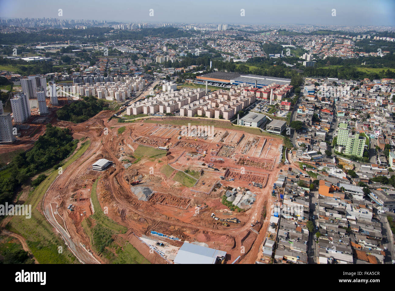 Foundations for construction of new housing units in the vicinity of Osasco Stock Photo